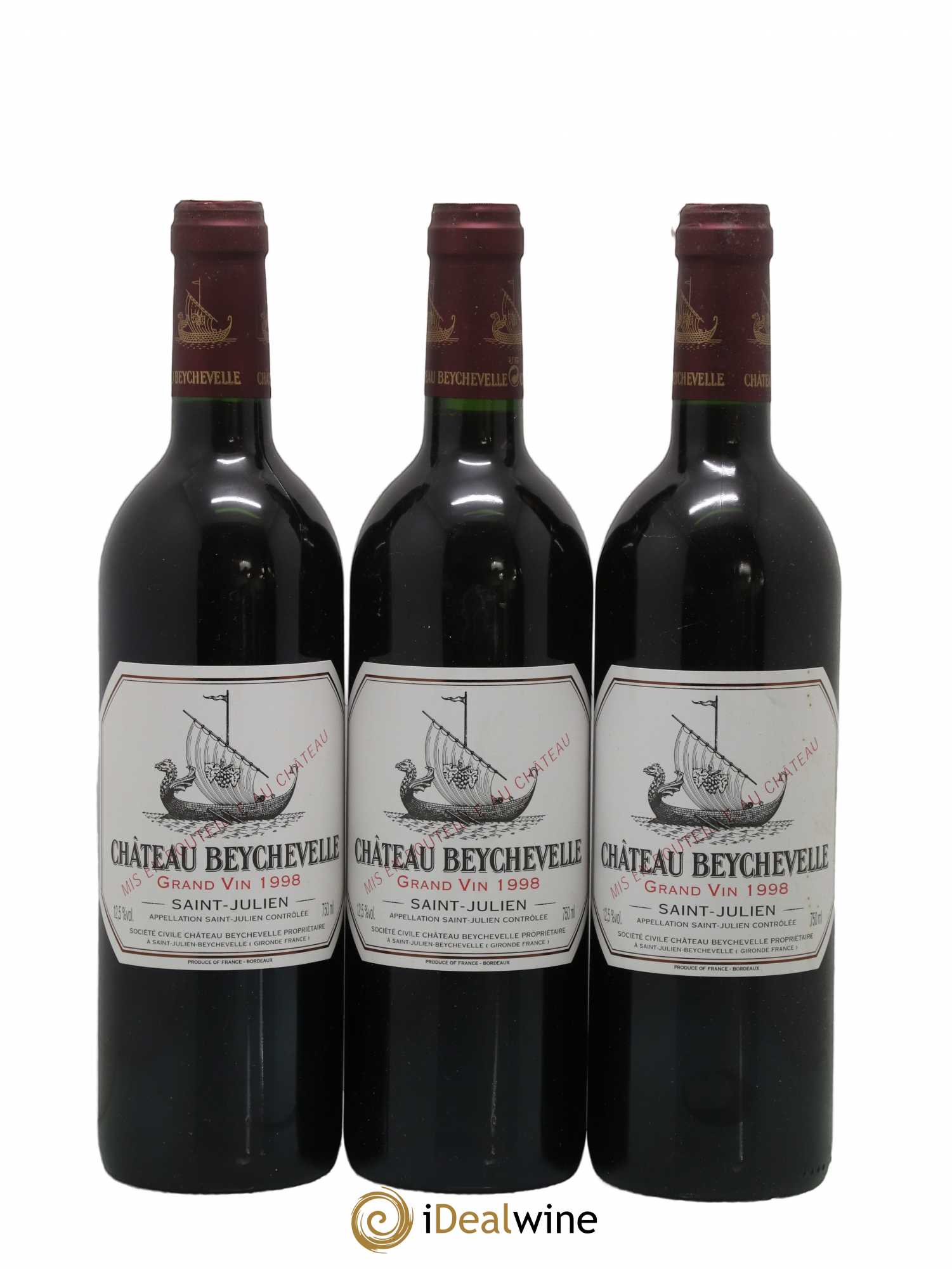 Château Beychevelle 4ème Grand Cru Classé 1998 - Lot de 3 bouteilles - 0