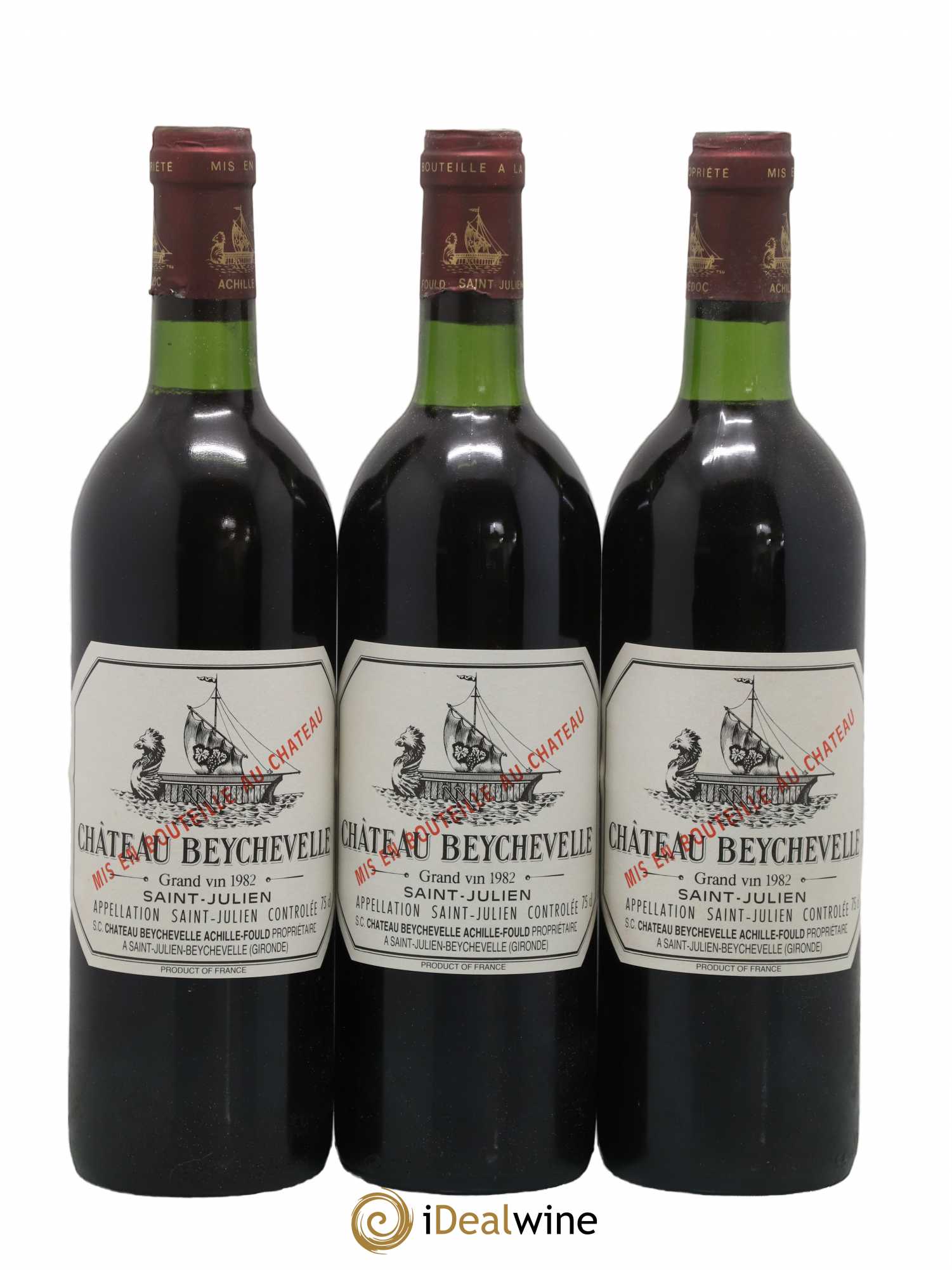 Château Beychevelle 4ème Grand Cru Classé 1982 - Lot de 3 bouteilles - 0