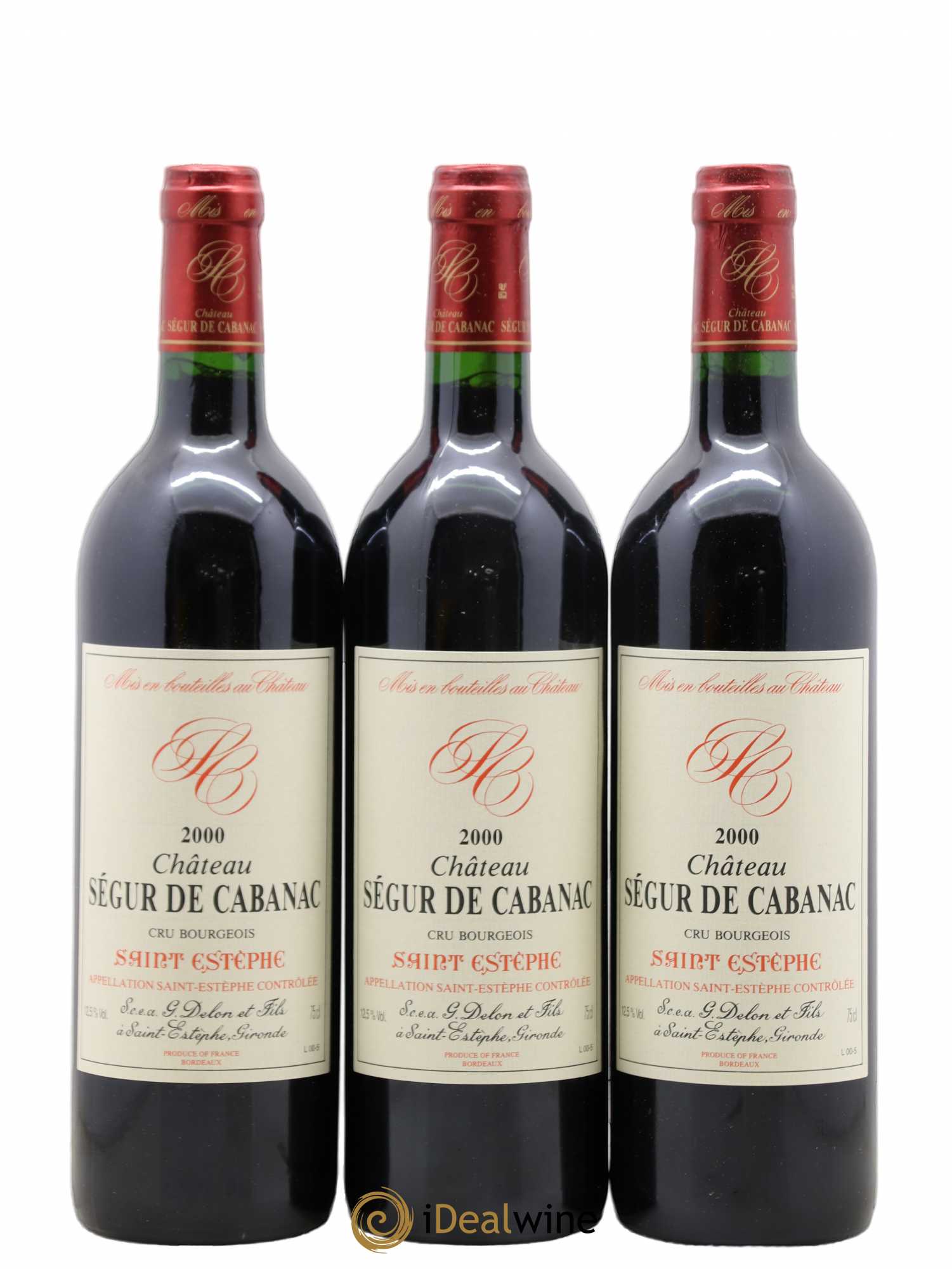 Château Ségur de Cabanac Cru Bourgeois 2000 - Lot de 3 bouteilles - 0