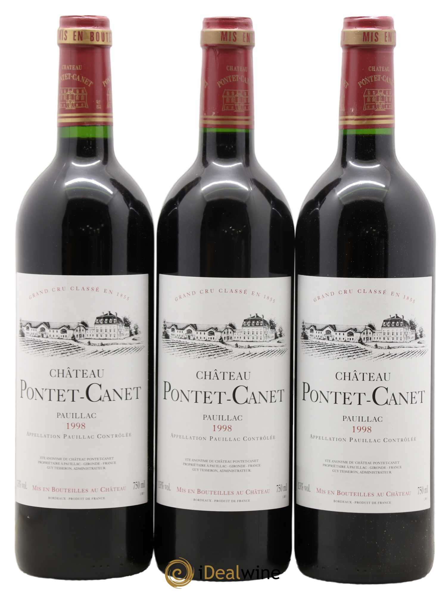 Château Pontet Canet 5ème Grand Cru Classé 1998 - Lot de 12 bouteilles - 1