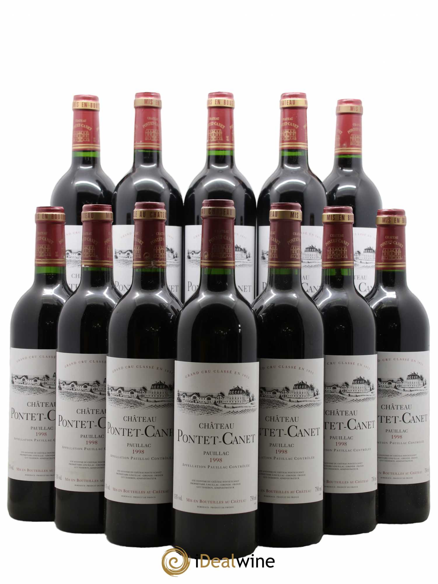 Château Pontet Canet 5ème Grand Cru Classé 1998 - Lot de 12 bouteilles - 0
