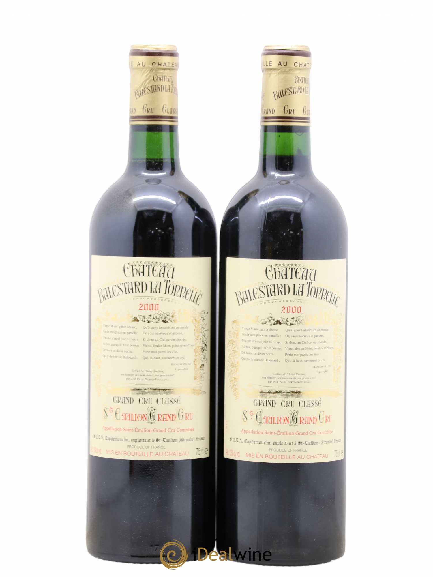 Château Balestard la Tonnelle Grand Cru Classé 2000 - Lot de 2 bouteilles - 0