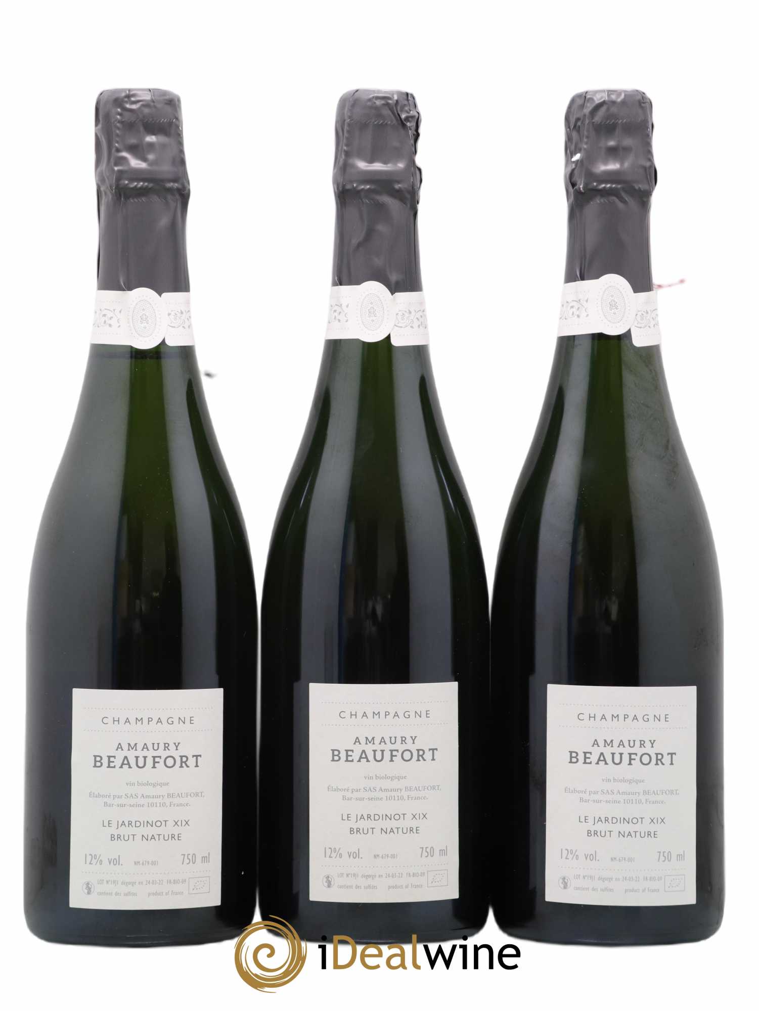 Champagne Brut Nature Le Jardinot Amaury Beaufort 2019 - Lot of 3 bottles - 1