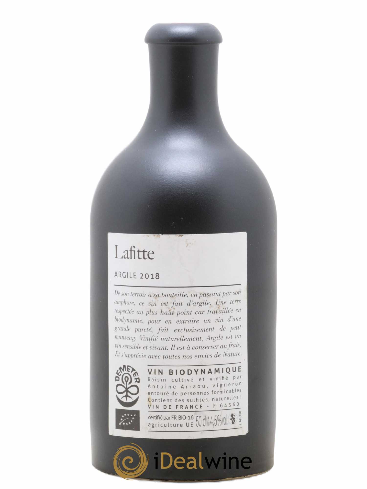 Vin de France Argile Château Lafitte 50 CL 2018 - Lot de 1 bouteille - 1