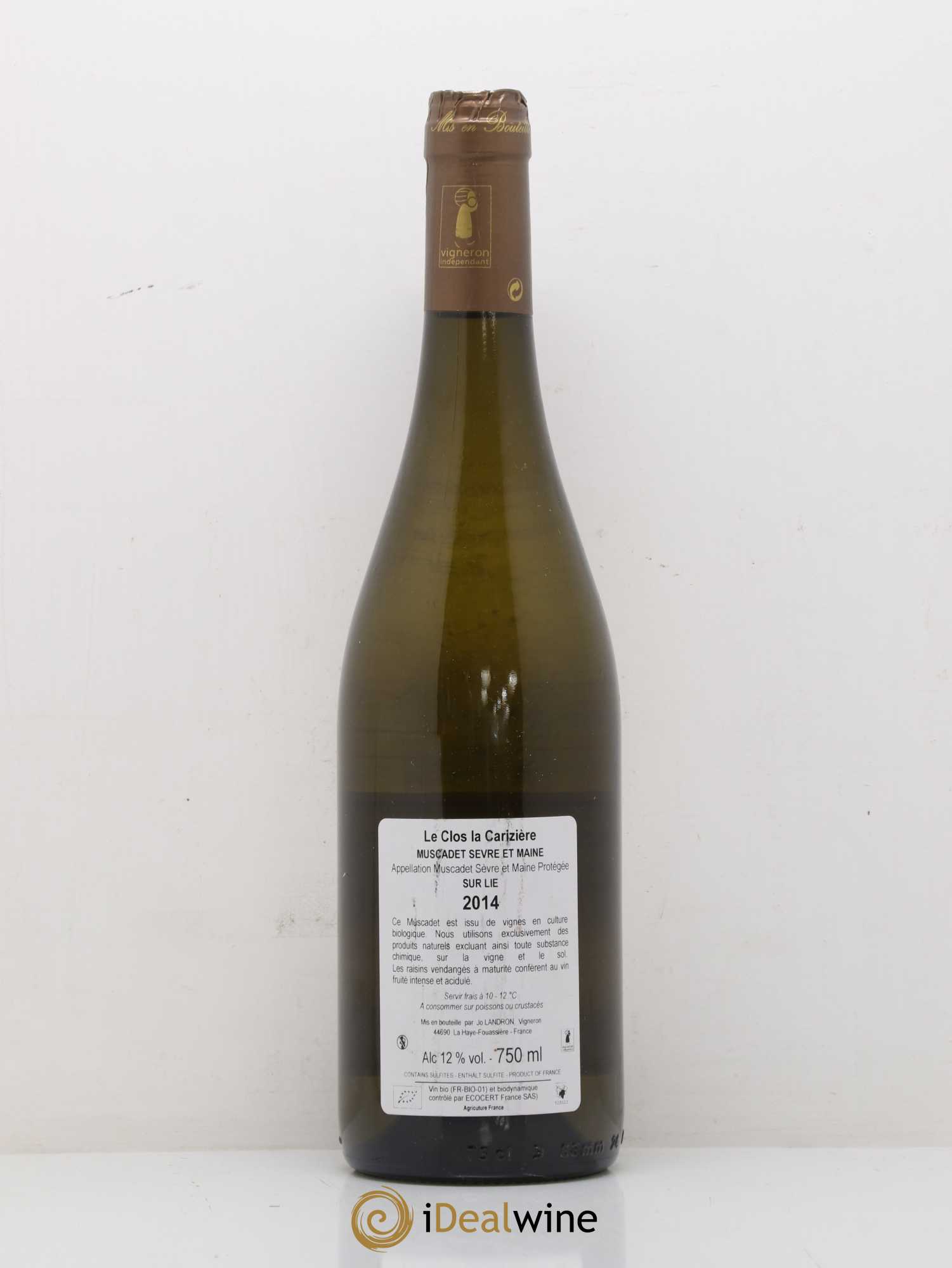 Muscadet-Sèvre-et-Maine Le Clos La Carizière Jo Landron 2014 - Lot de 1 bouteille - 1