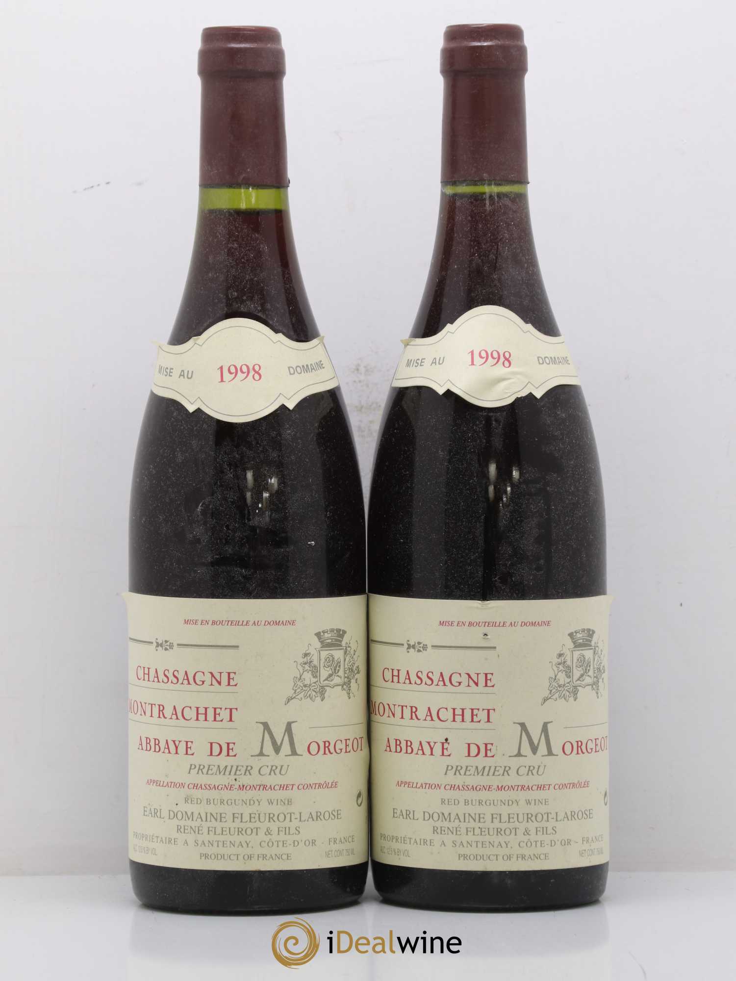 Chassagne-Montrachet 1er Cru Abbaye de Morgeot Domaine Fleurot Larose 1998 - Lotto di 2 bottiglie - 0
