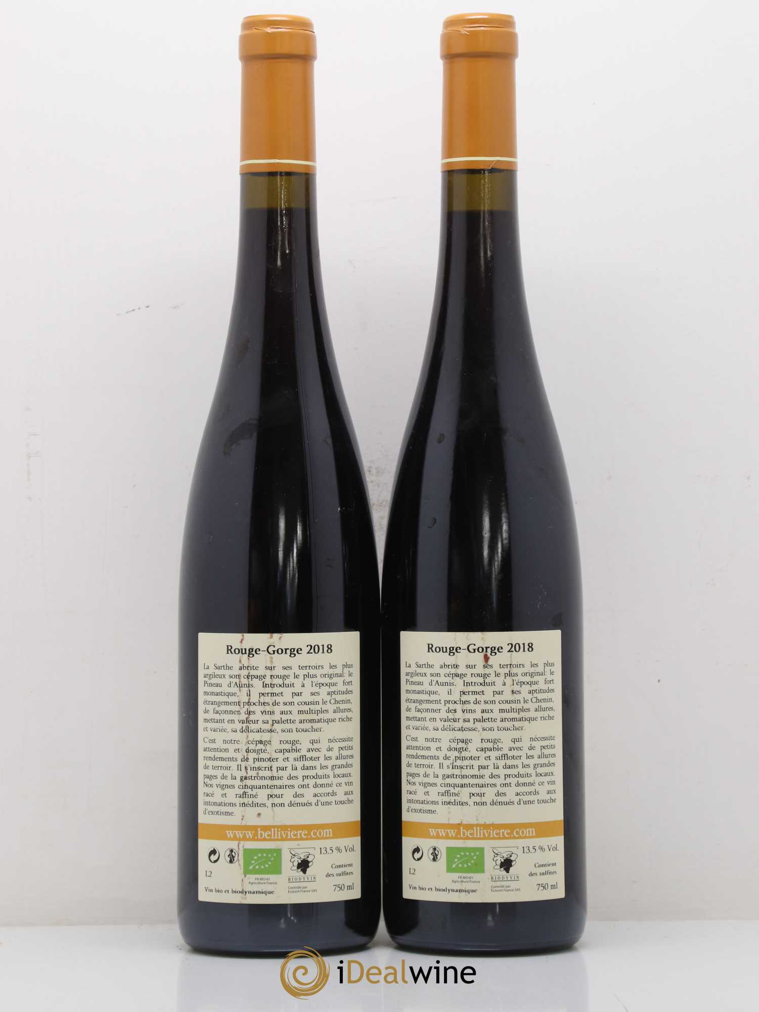 Coteaux du Loir Le Rouge Gorge Domaine de Bellivière 2018 - Lot de 2 bouteilles - 1