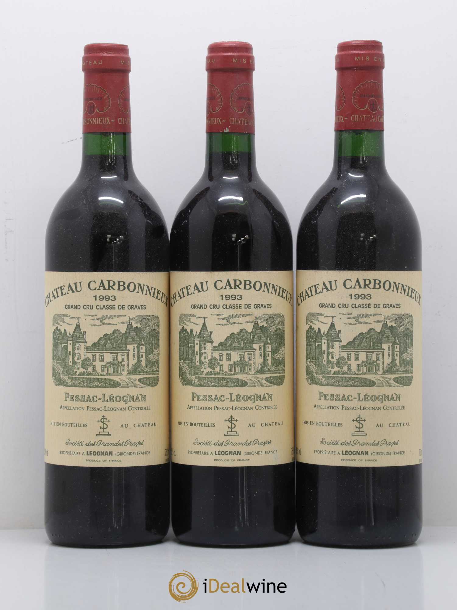 Château Carbonnieux Cru Classé de Graves 1993 - Lot de 3 bouteilles - 0