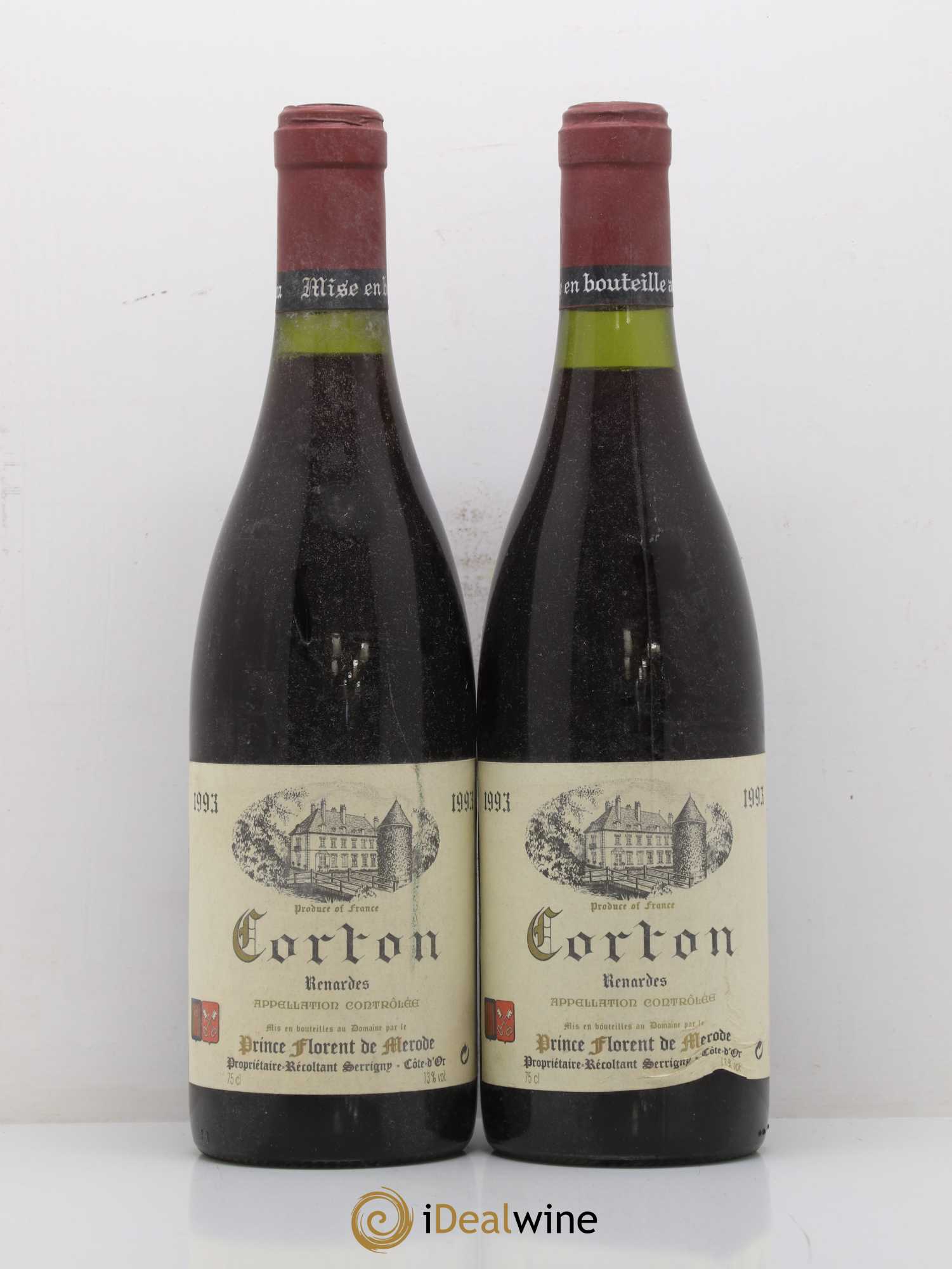 Corton Grand Cru Renardes Prince Florent de Mérode 1993 - Lot de 2 bouteilles - 0