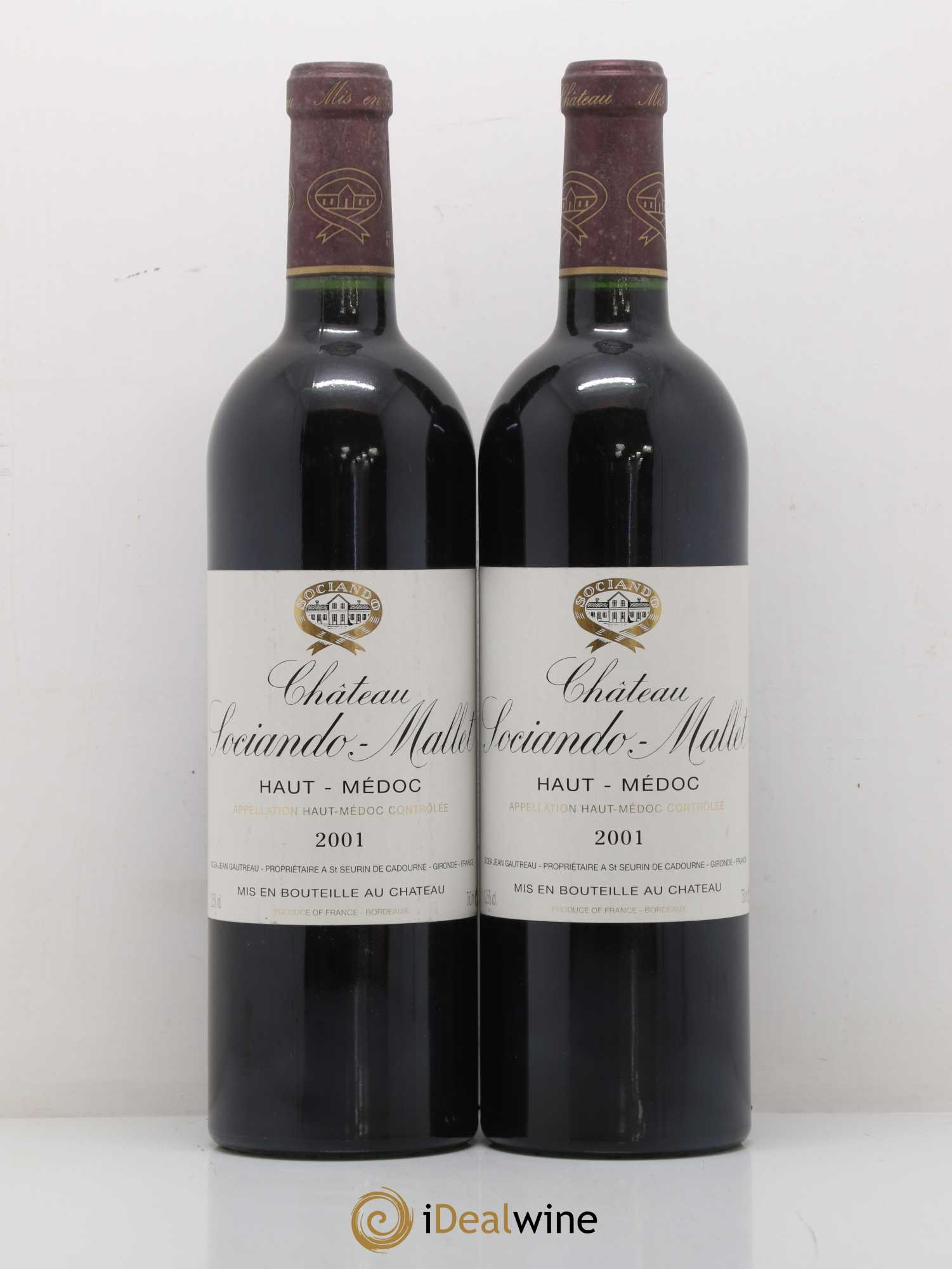 Château Sociando Mallet 2001 - Lot de 2 bouteilles - 0