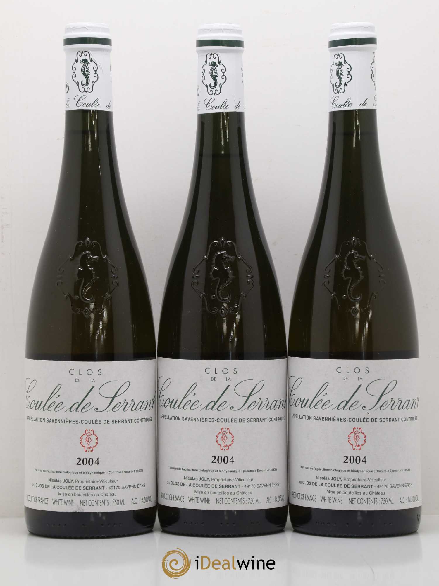 Savennières Clos de la Coulée de Serrant Vignobles de la Coulée de Serrant - Nicolas Joly 2004 - Lot de 3 bouteilles - 0