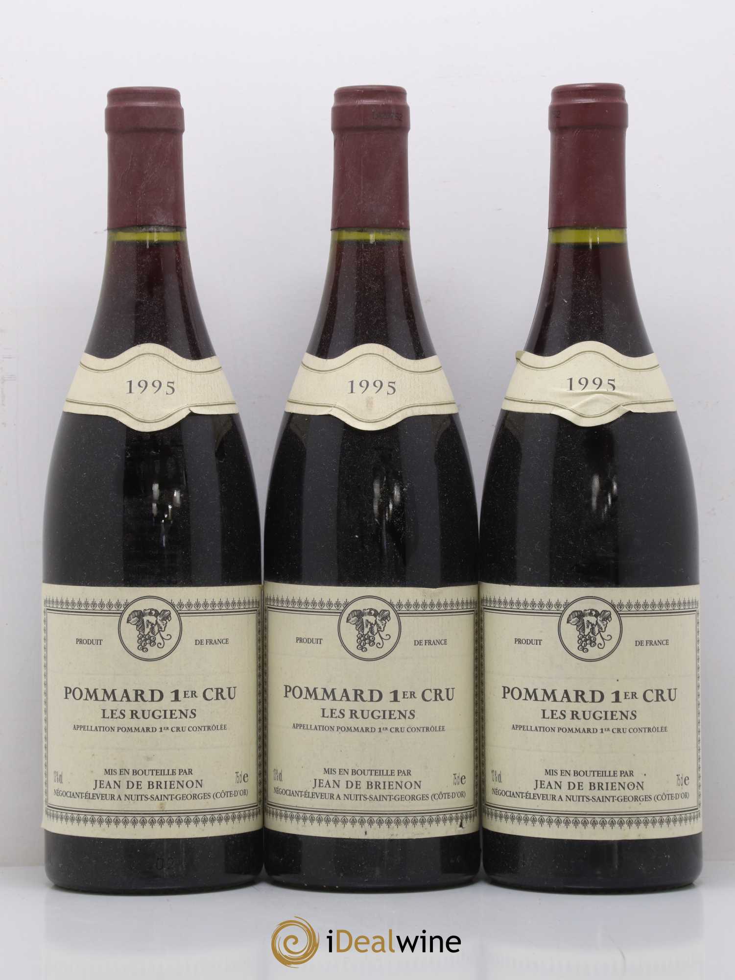 Pommard 1er Cru Les Rugiens Jean de Brienon 1995 - Lot de 3 bouteilles - 0