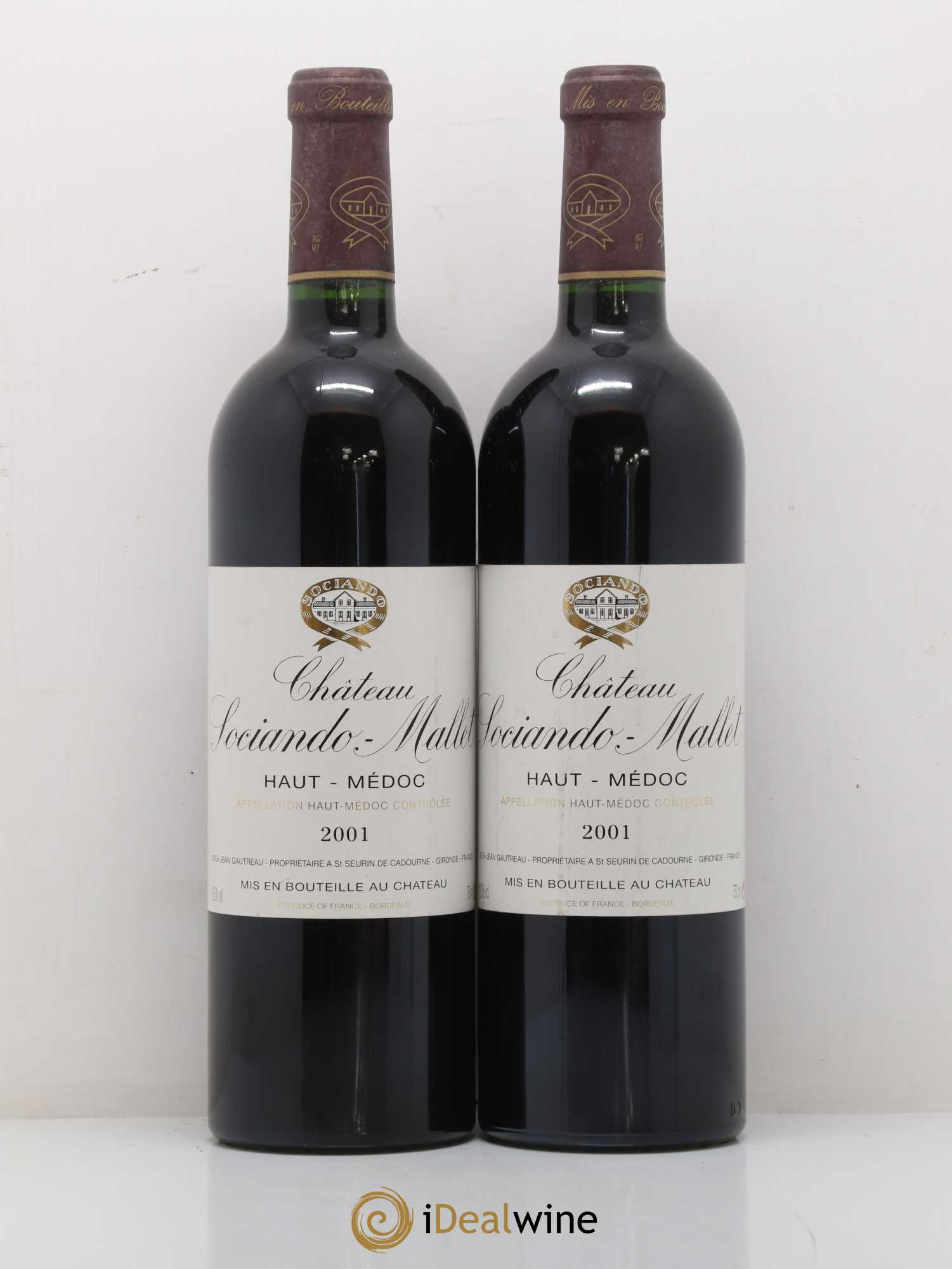 Château Sociando Mallet 2001 - Lot de 2 bouteilles - 0