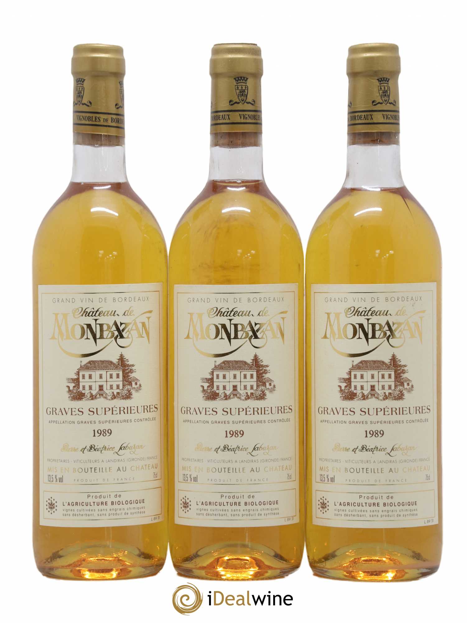 Château de France Grâves Superieurs Chateau Monbazan (sans prix de réserve) 1989 - Posten von 6 Flaschen - 1
