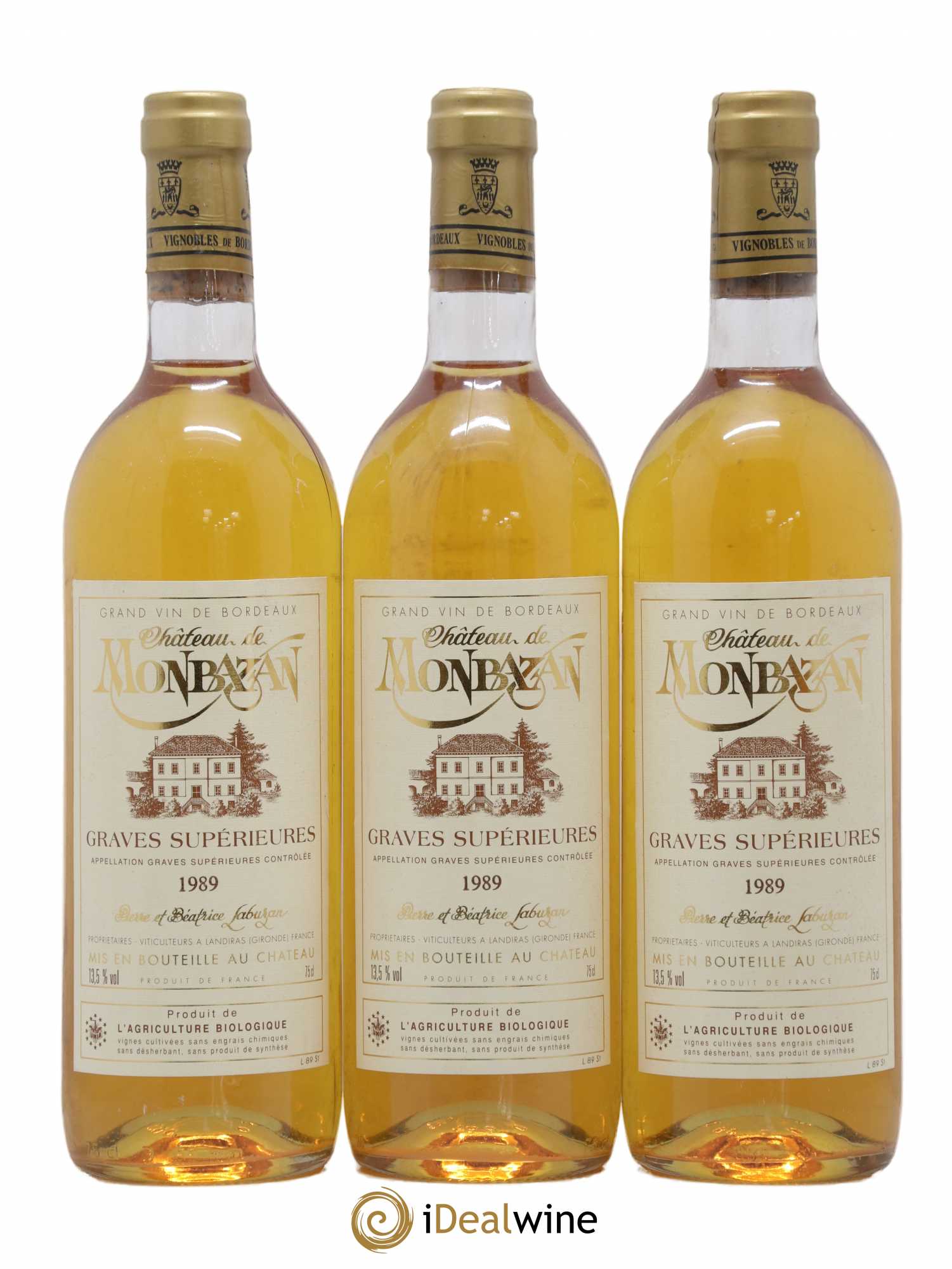 Château de France Grâves Superieurs Chateau Monbazan (sans prix de réserve) 1989 - Posten von 6 Flaschen - 2