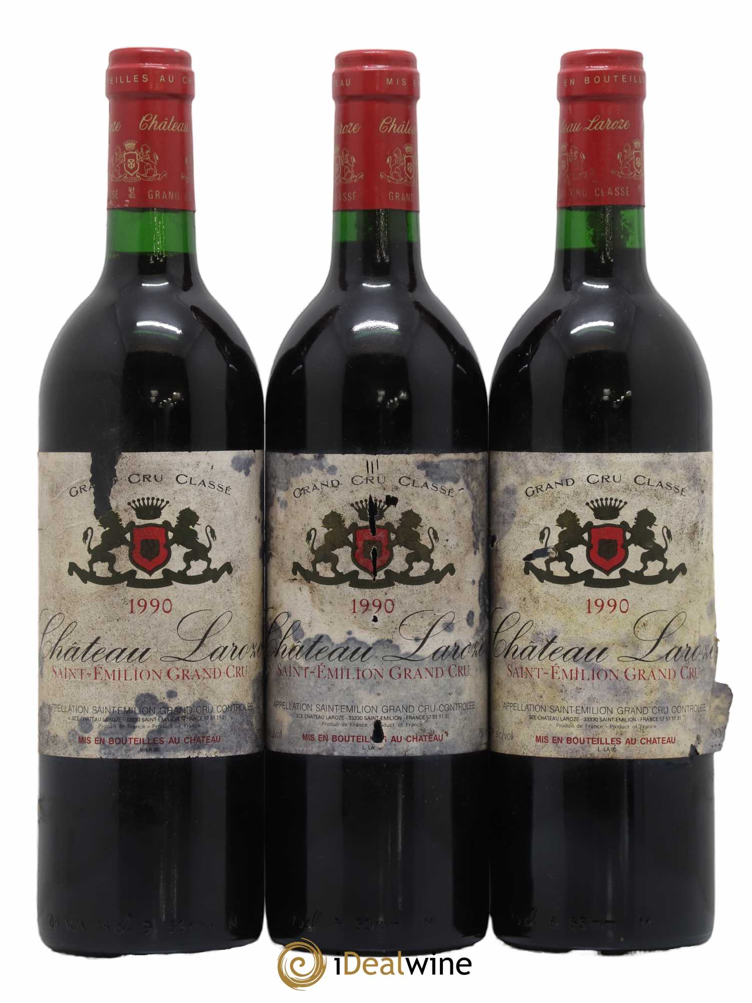 Château Laroze Grand Cru Classé 1990 - Lot de 3 bouteilles - 0