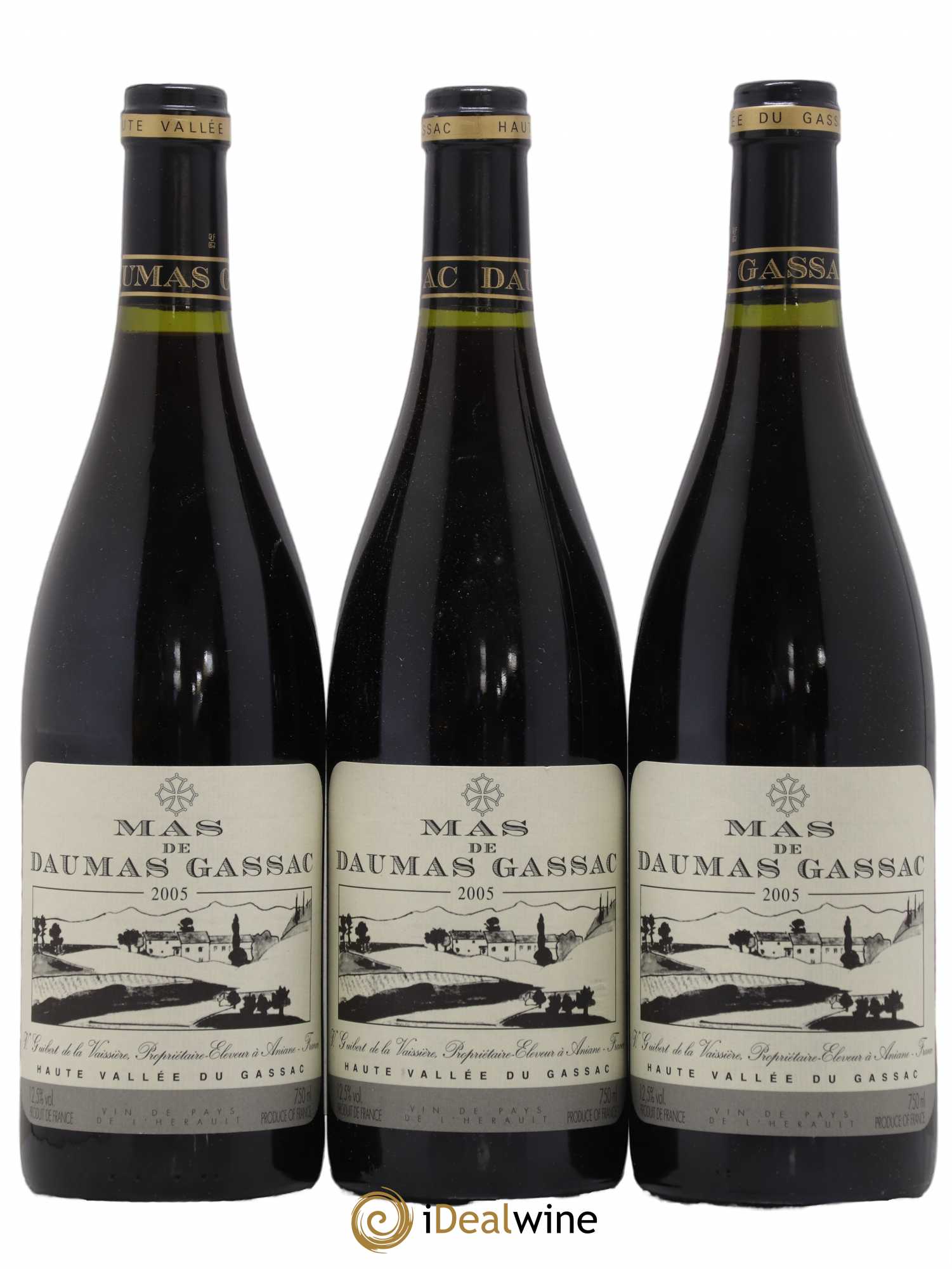 Saint-Guilhem-le-Désert - Cité d'Aniane Mas Daumas Gassac Famille Guibert de La Vaissière 2005 - Lot de 3 bouteilles - 0