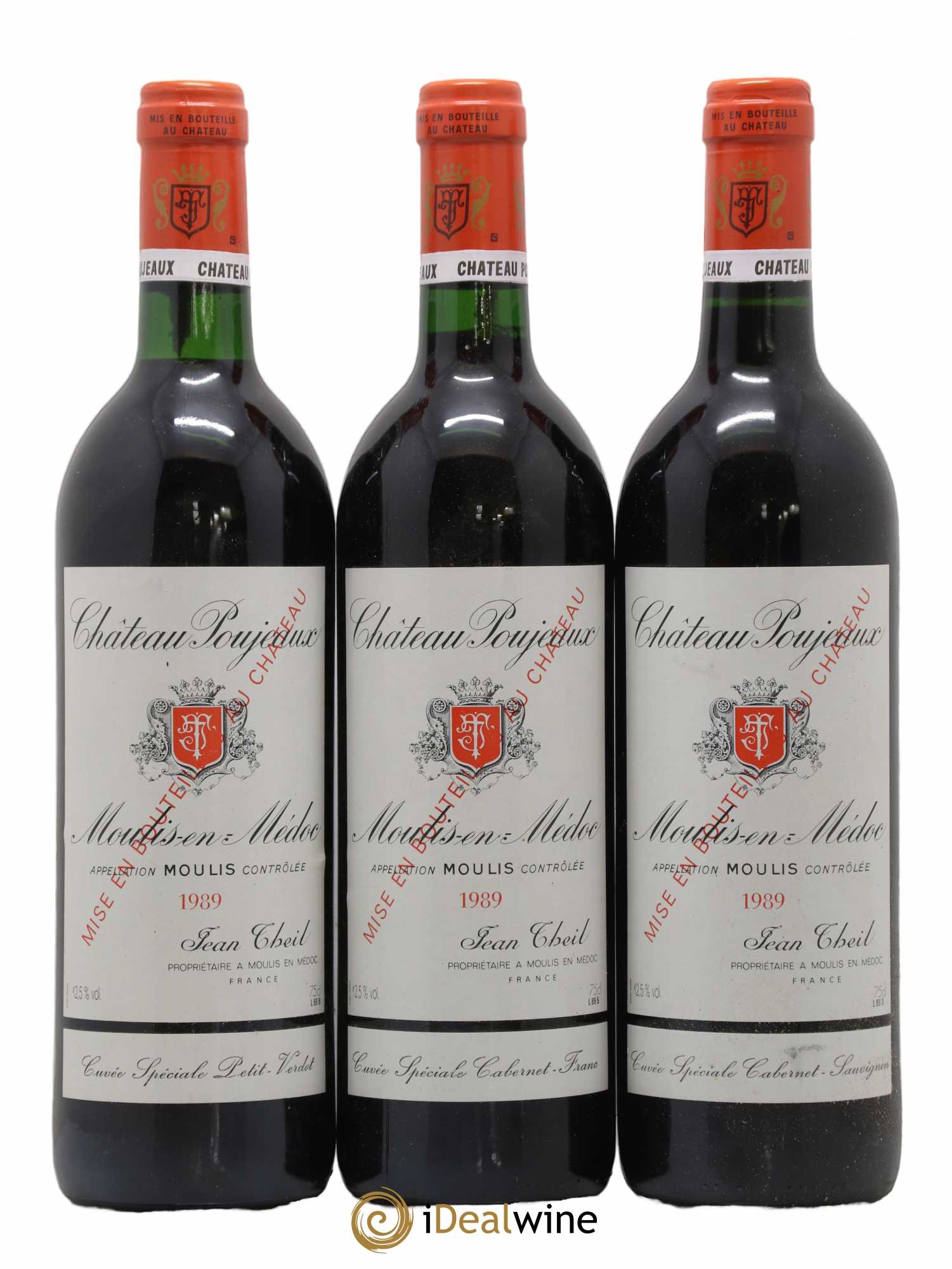 Château Poujeaux Cuvée spéciale Cabernet Franc 1989 - Posten von 3 Flaschen - 0