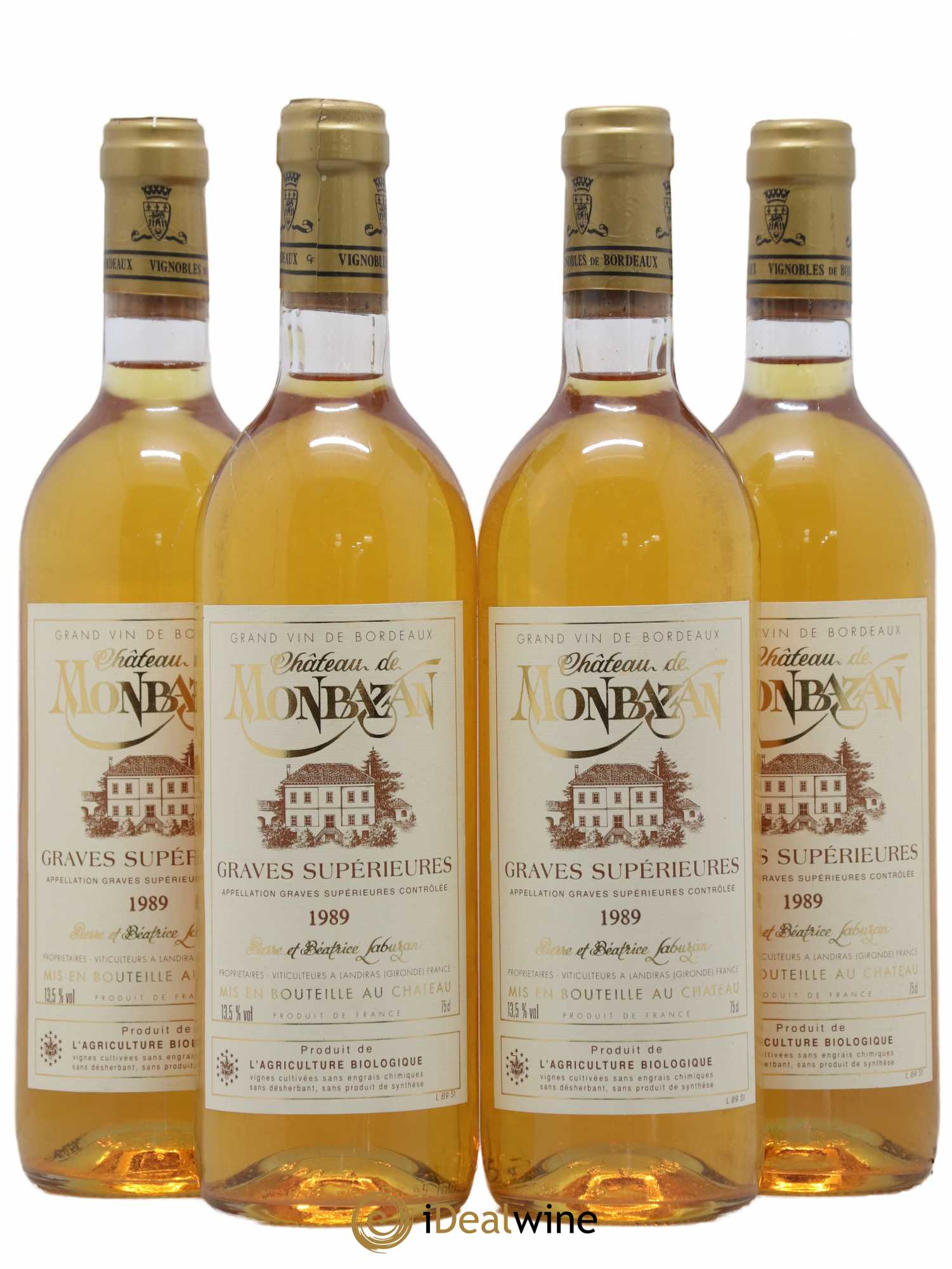 Graves Superieurs Chateau Monbazan (sans prix de réserve) 1989 - Posten von 4 Flaschen - 0