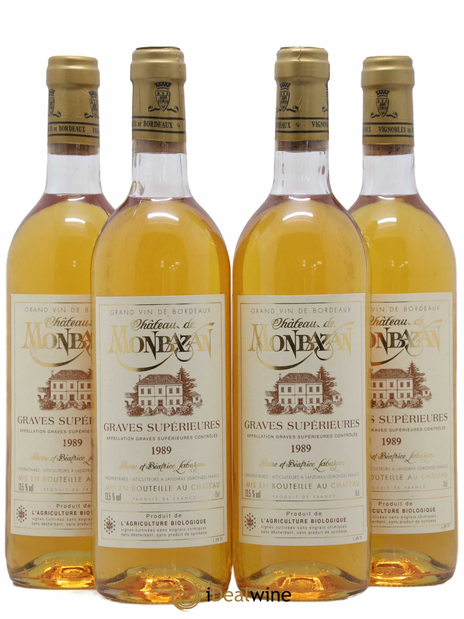 Graves Superieurs Chateau Monbazan (sans prix de réserve) 1989 - Posten von 4 Flaschen - 0