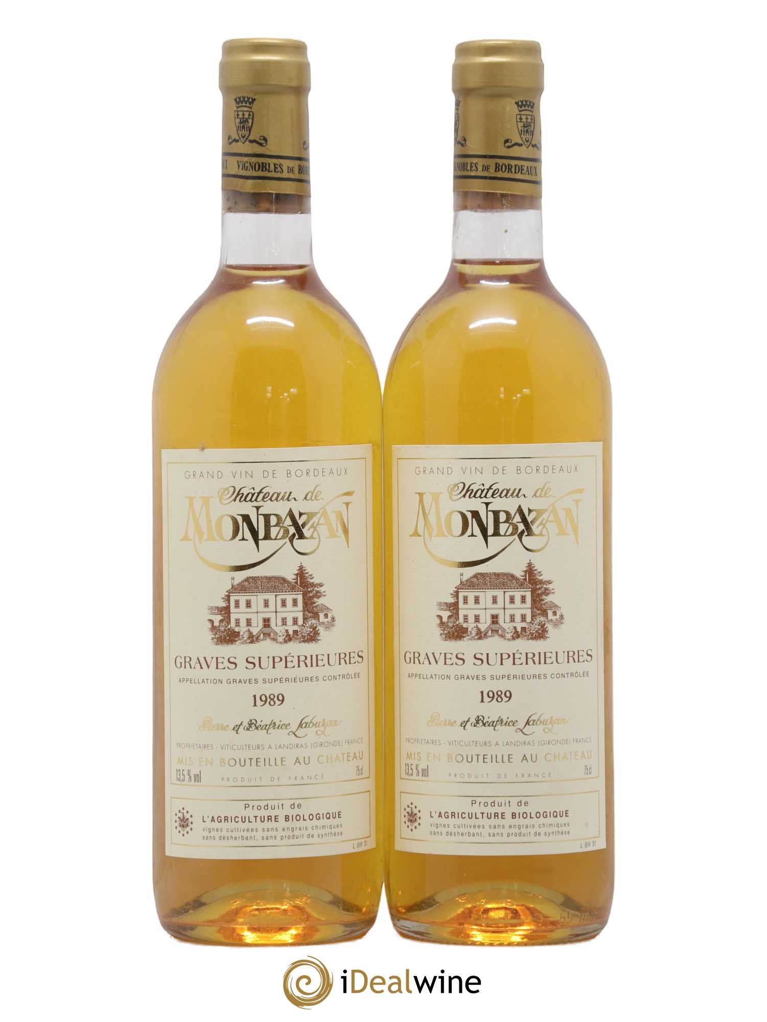Graves Superieurs Chateau Monbazan (sans prix de réserve) 1989 - Posten von 2 Flaschen - 0