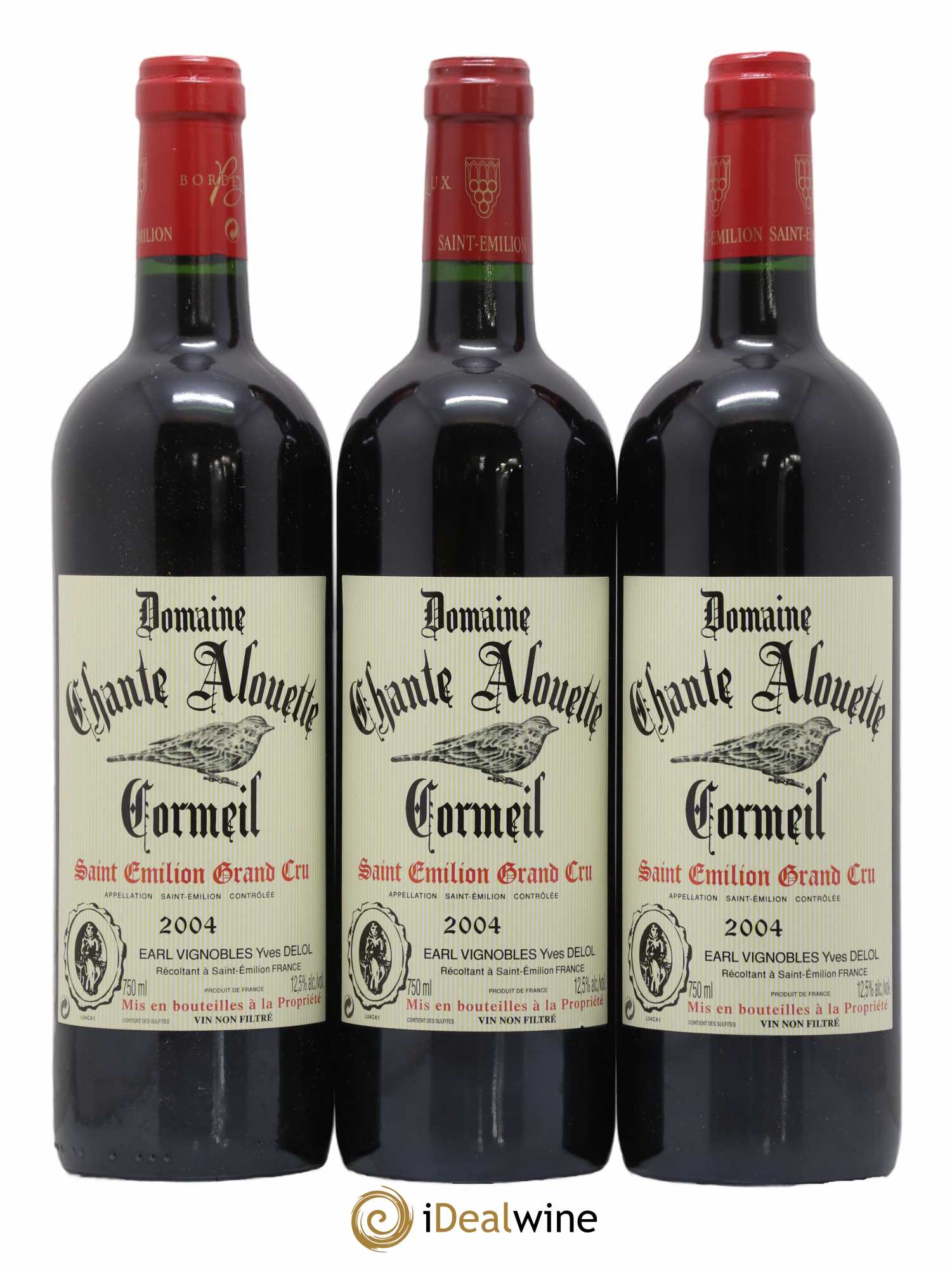 Saint-Émilion Grand Cru Chateau Chante Alouette Cormeil Delol 2004 - Posten von 3 Flaschen - 0