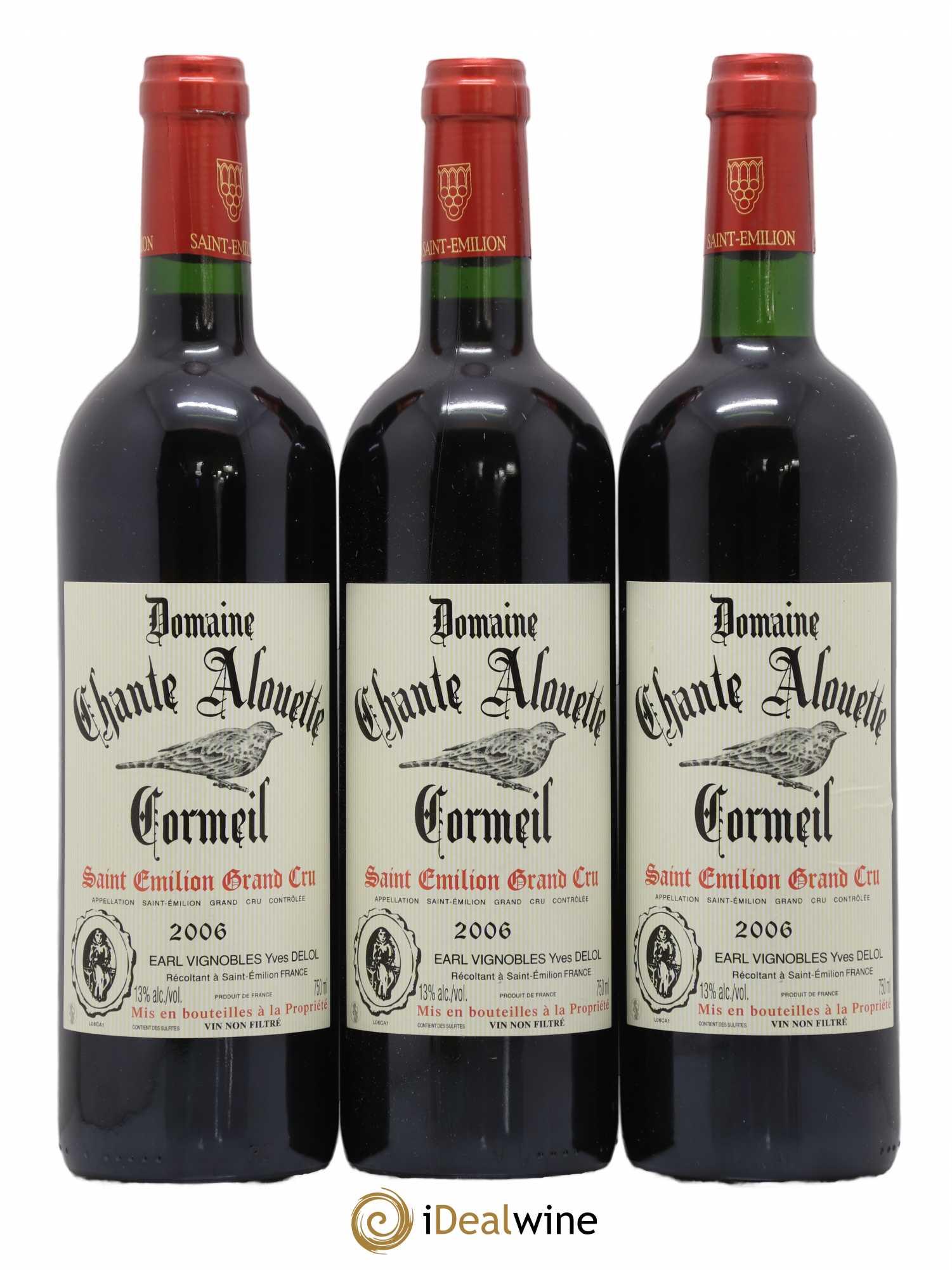 Saint-Émilion Grand Cru Chateau Chante Alouette Cormeil Delol 2006 - Posten von 3 Flaschen - 0