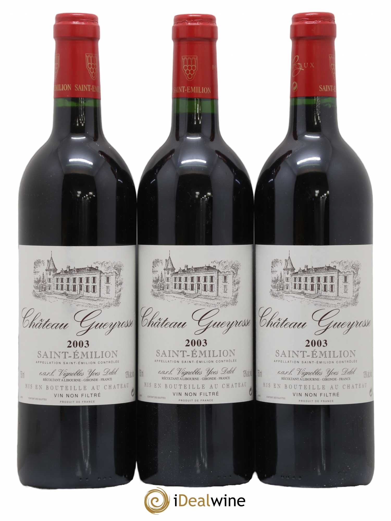 Saint-Émilion Grand Cru Chateau Gueyrosse Delol 2003 - Posten von 3 Flaschen - 0