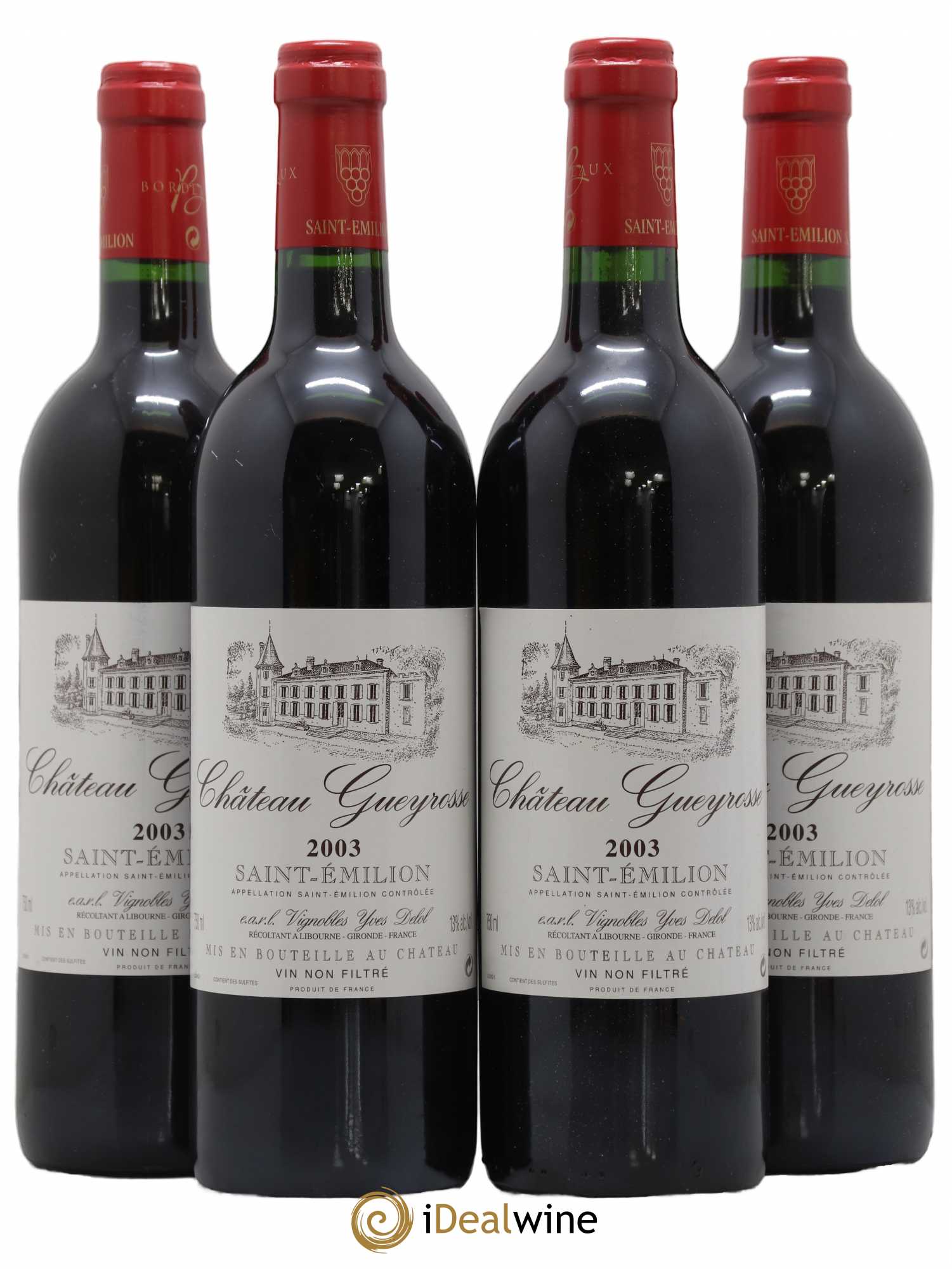 Saint-Émilion Grand Cru Chateau Gueyrosse Delol 2003 - Posten von 4 Flaschen - 0