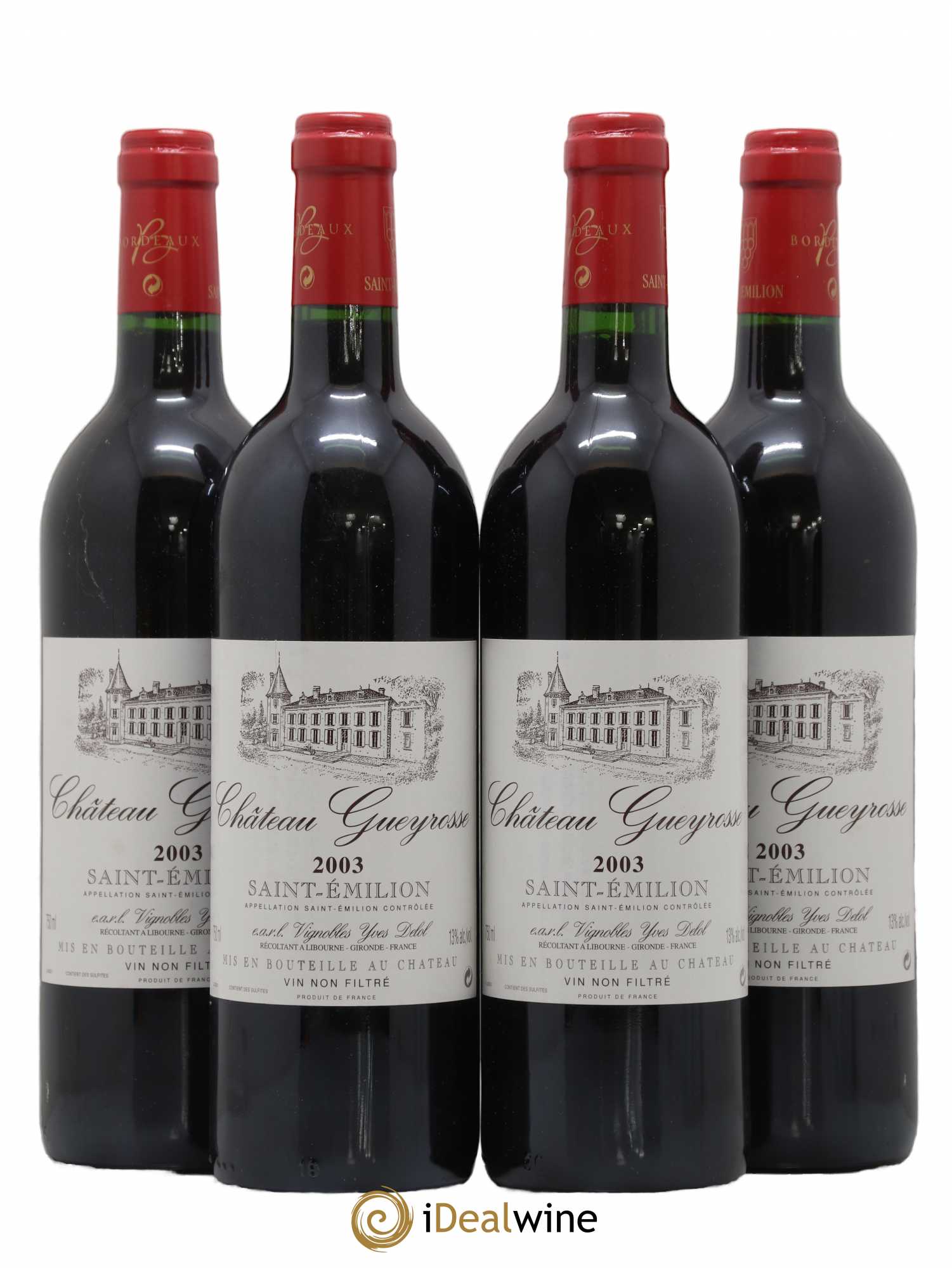 Saint-Émilion Grand Cru Chateau Gueyrosse Delol 2003 - Posten von 4 Flaschen - 0