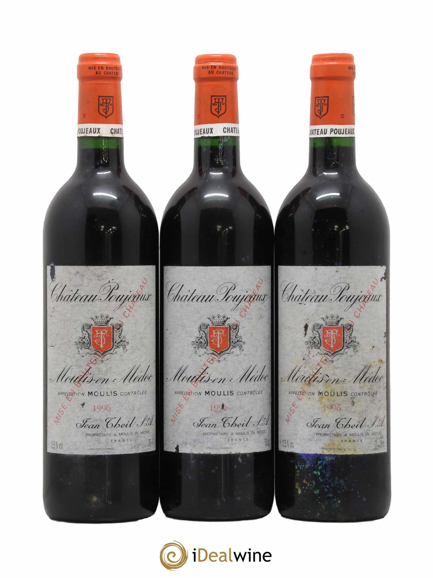 Château Poujeaux 1996 - Lot de 3 bouteilles - 0