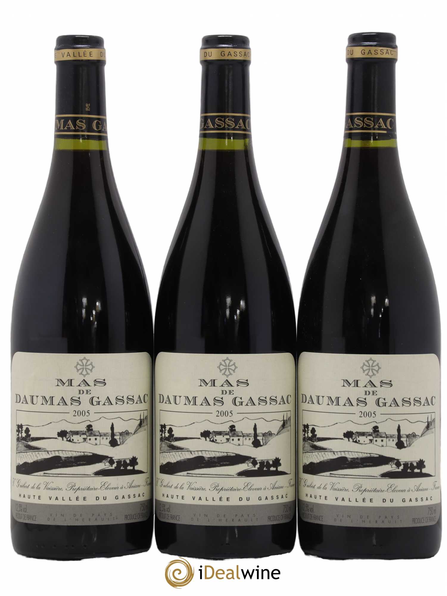 Saint-Guilhem-le-Désert - Cité d'Aniane Mas Daumas Gassac Famille Guibert de La Vaissière 2005 - Lot de 3 bouteilles - 0