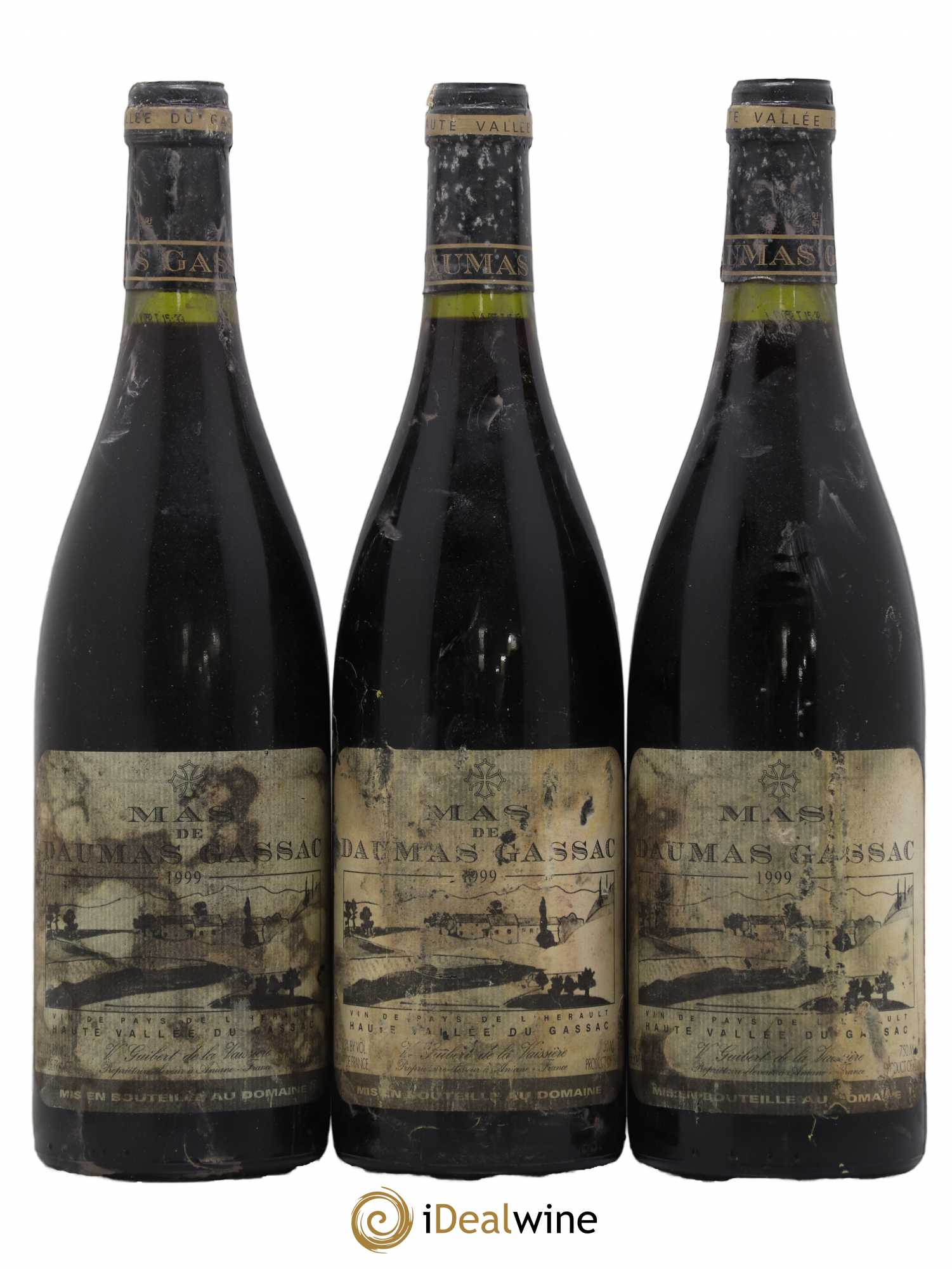 Saint-Guilhem-le-Désert - Cité d'Aniane Mas Daumas Gassac Famille Guibert de La Vaissière 1999 - Lot de 3 bouteilles - 0