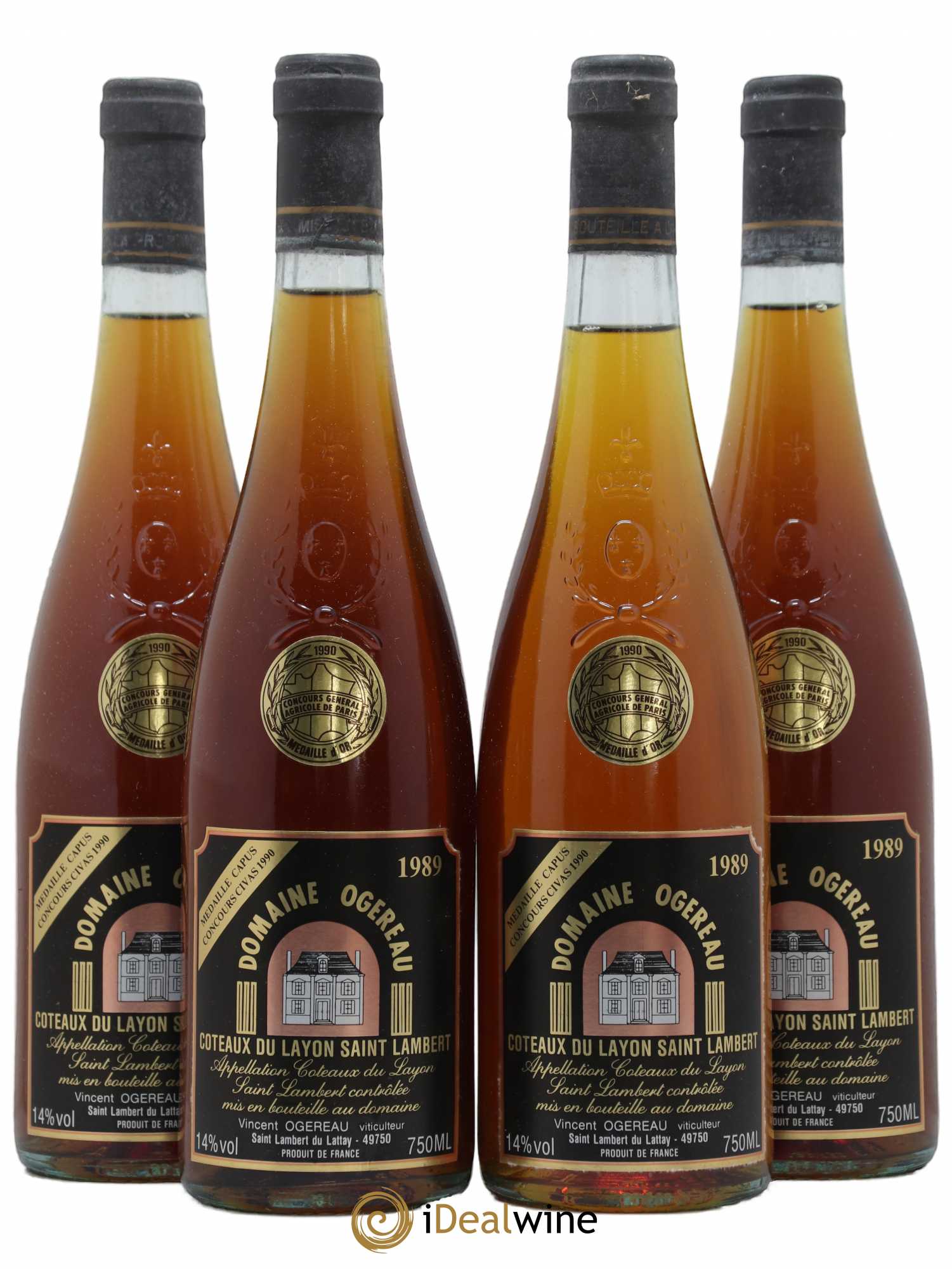 Coteaux du Layon Domaine Ogereau 1989 - Lotto di 4 bottiglie - 0