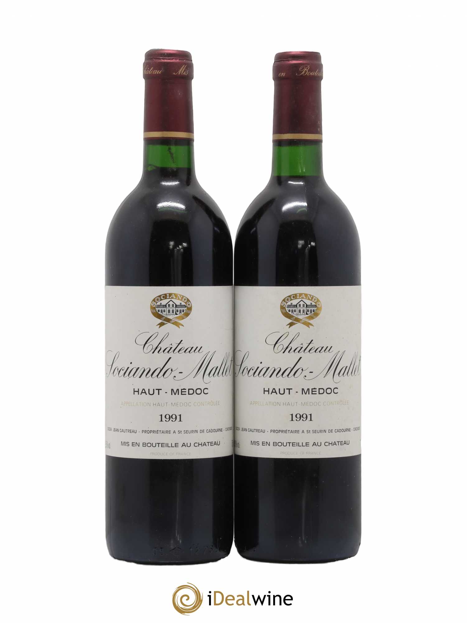 Château Sociando Mallet 1991 - Lot de 2 bouteilles - 0