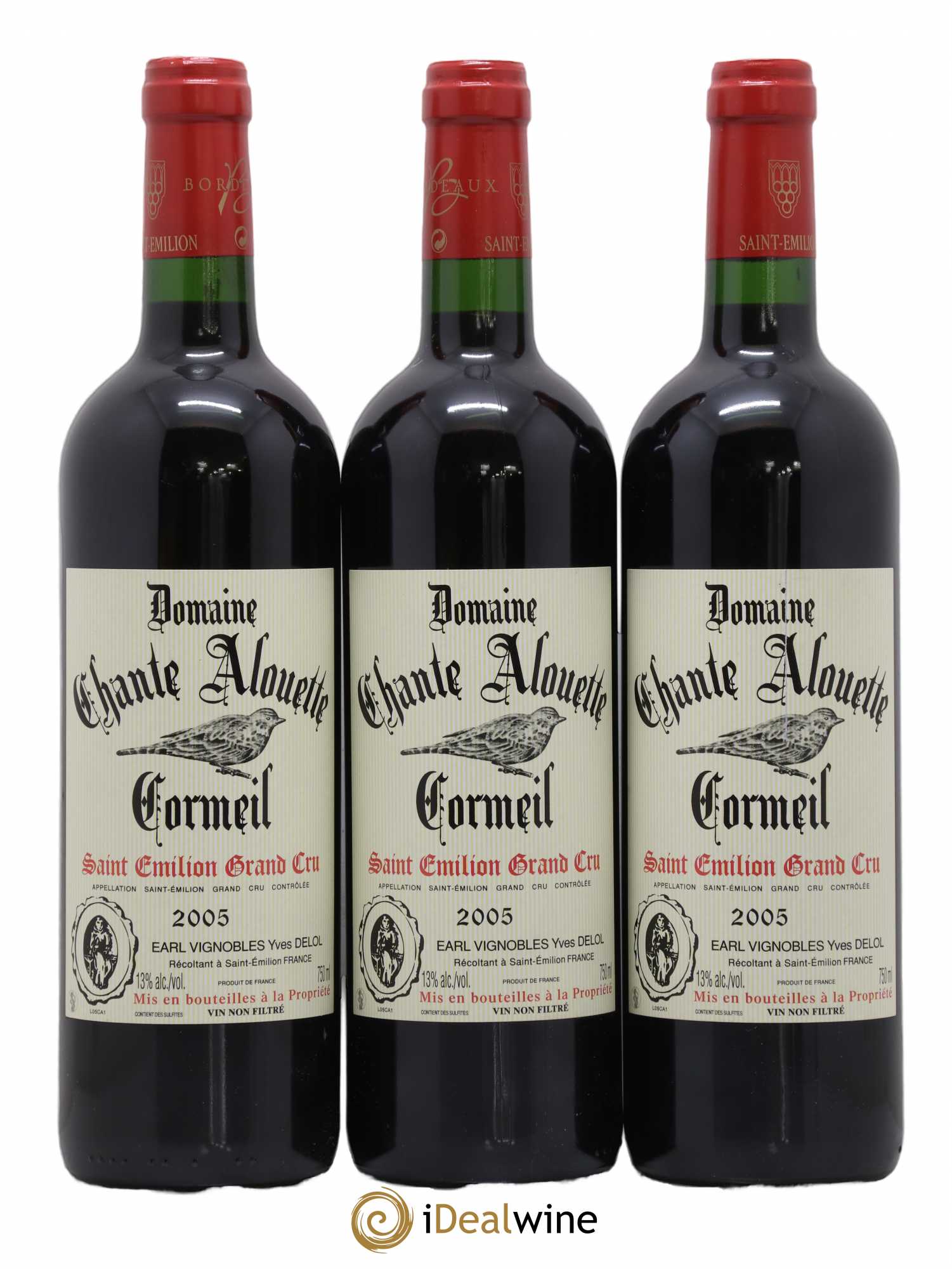 Saint-Émilion Grand Cru Chateau Chante Alouette Cormeil Delol 2005 - Posten von 3 Flaschen - 0