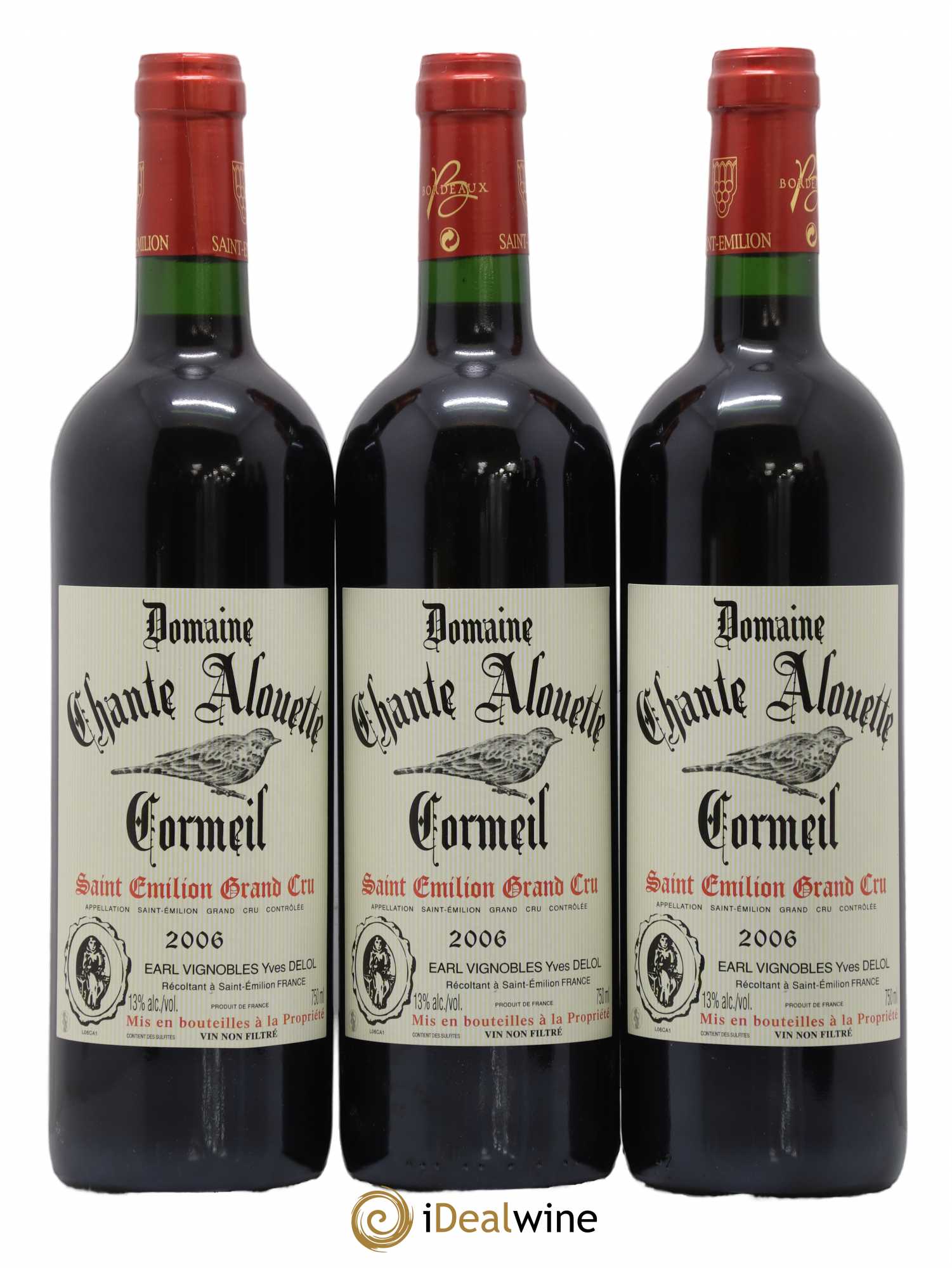 Saint-Émilion Grand Cru Chateau Chante Alouette Cormeil Delol 2006 - Posten von 6 Flaschen - 1