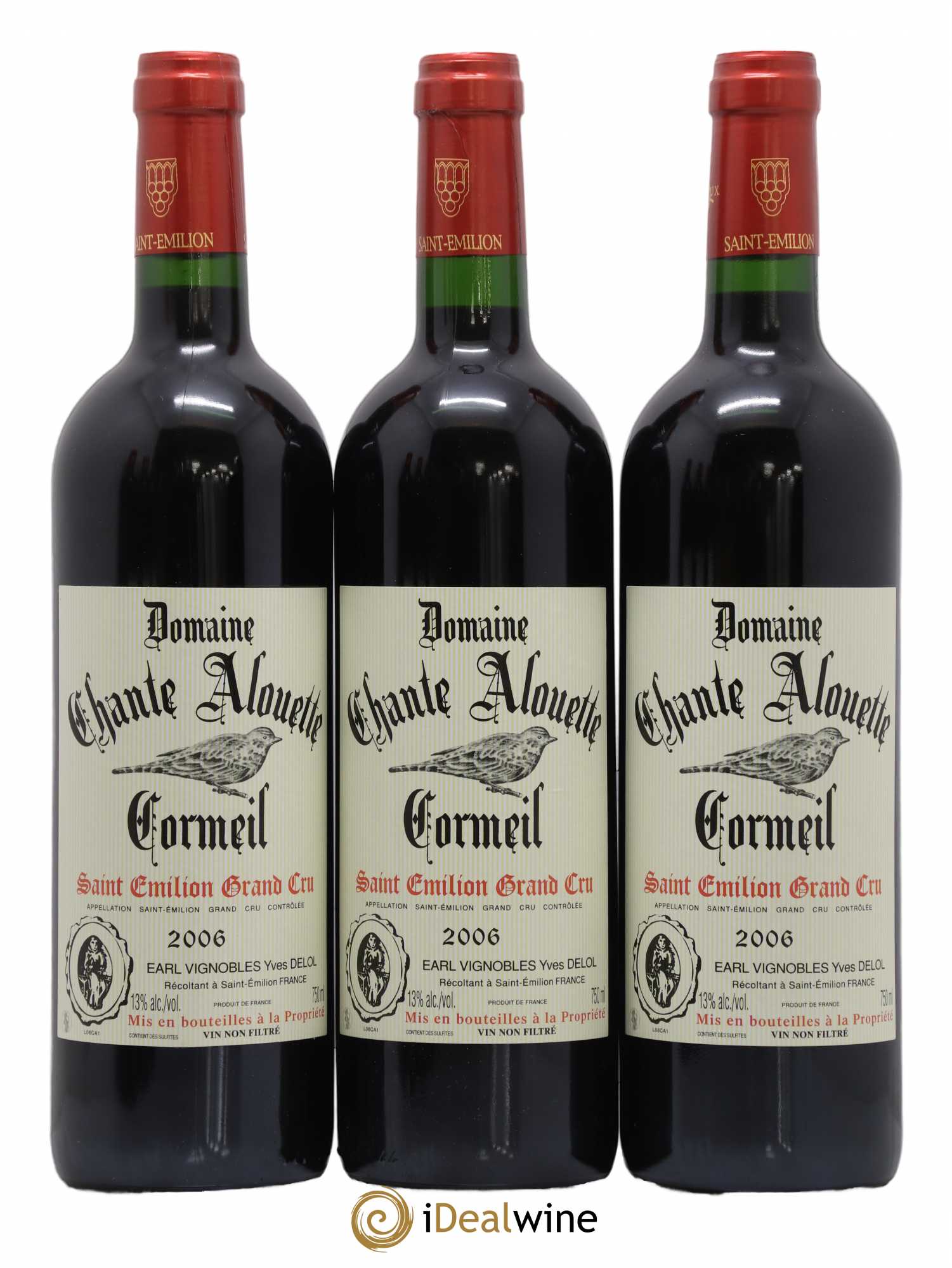 Saint-Émilion Grand Cru Chateau Chante Alouette Cormeil Delol 2006 - Posten von 6 Flaschen - 2