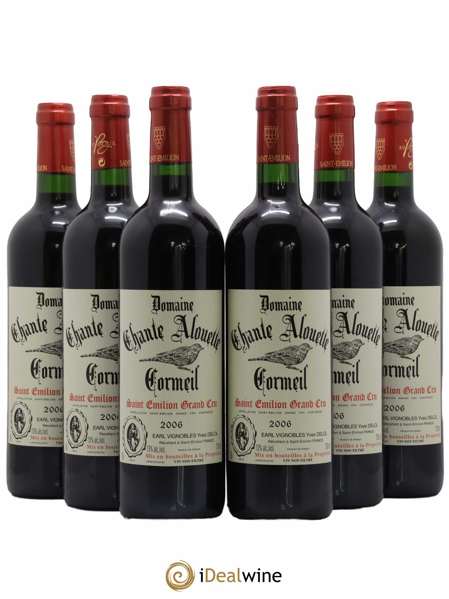 Saint-Émilion Grand Cru Chateau Chante Alouette Cormeil Delol 2006 - Posten von 6 Flaschen - 0