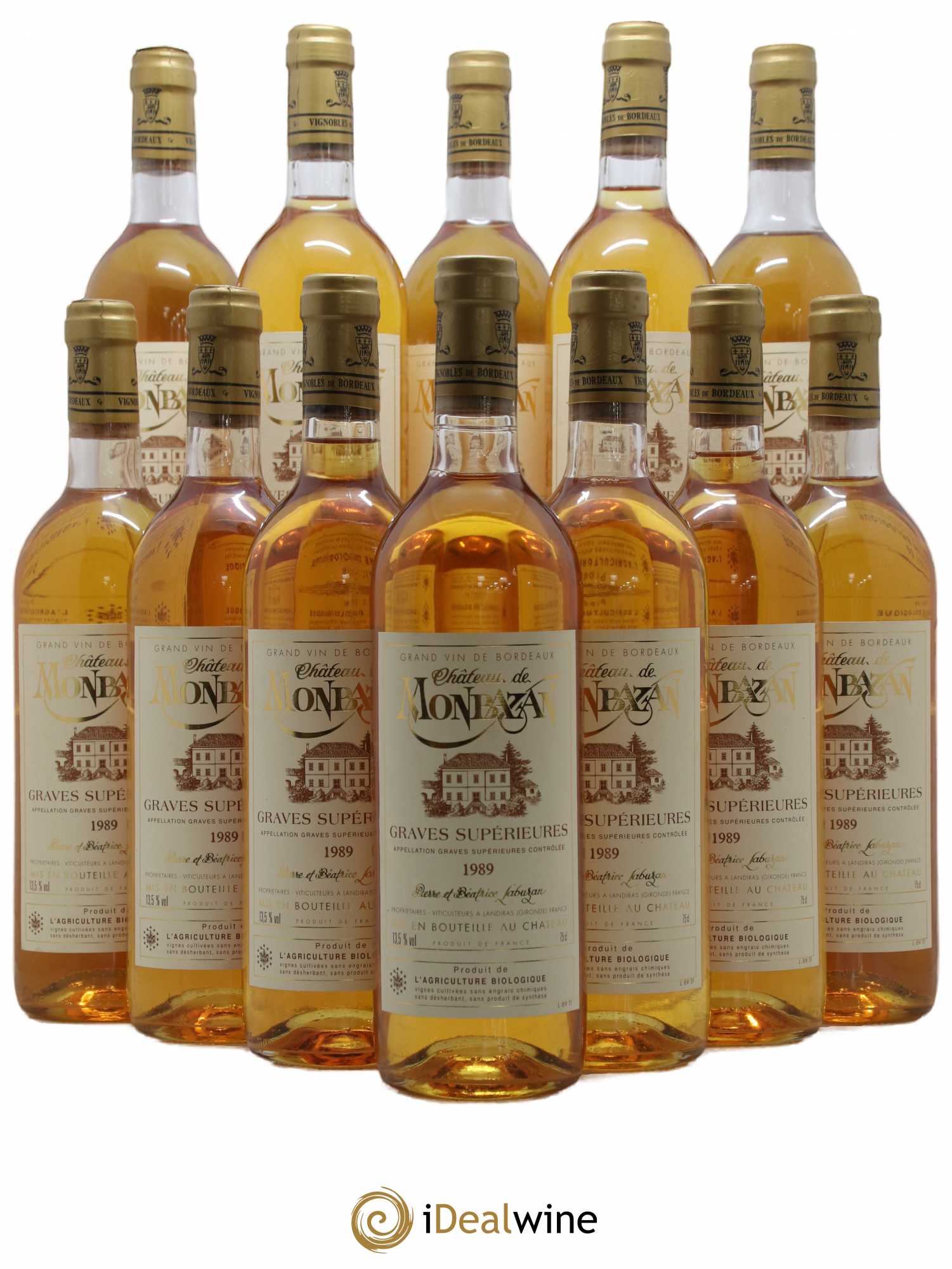 Château de France Grâves Superieurs Chateau Monbazan (sans prix de réserve) 1989 - Lotto di 12 bottiglie - 0
