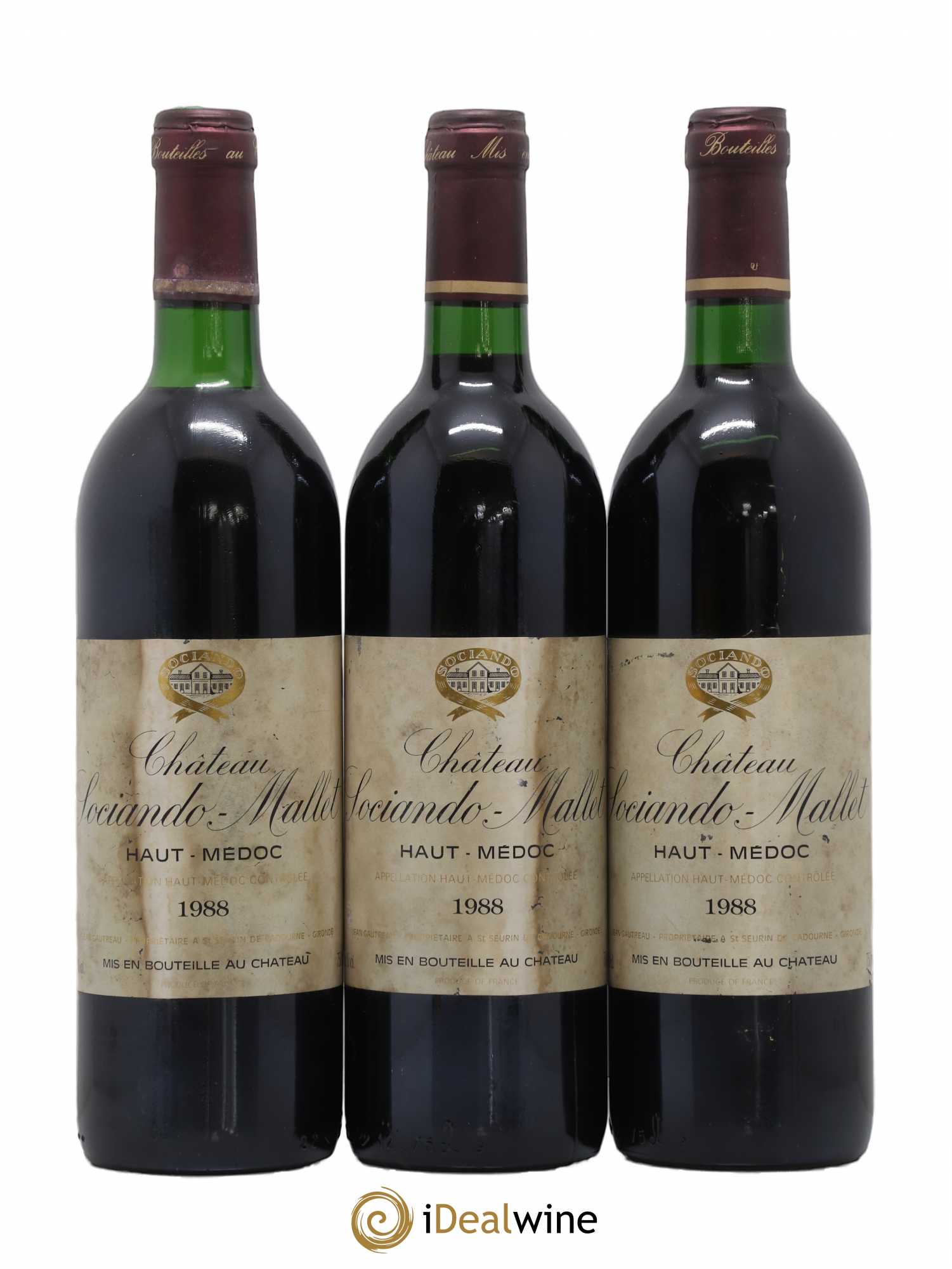 Château Sociando Mallet 1988 - Lot de 3 bouteilles - 0