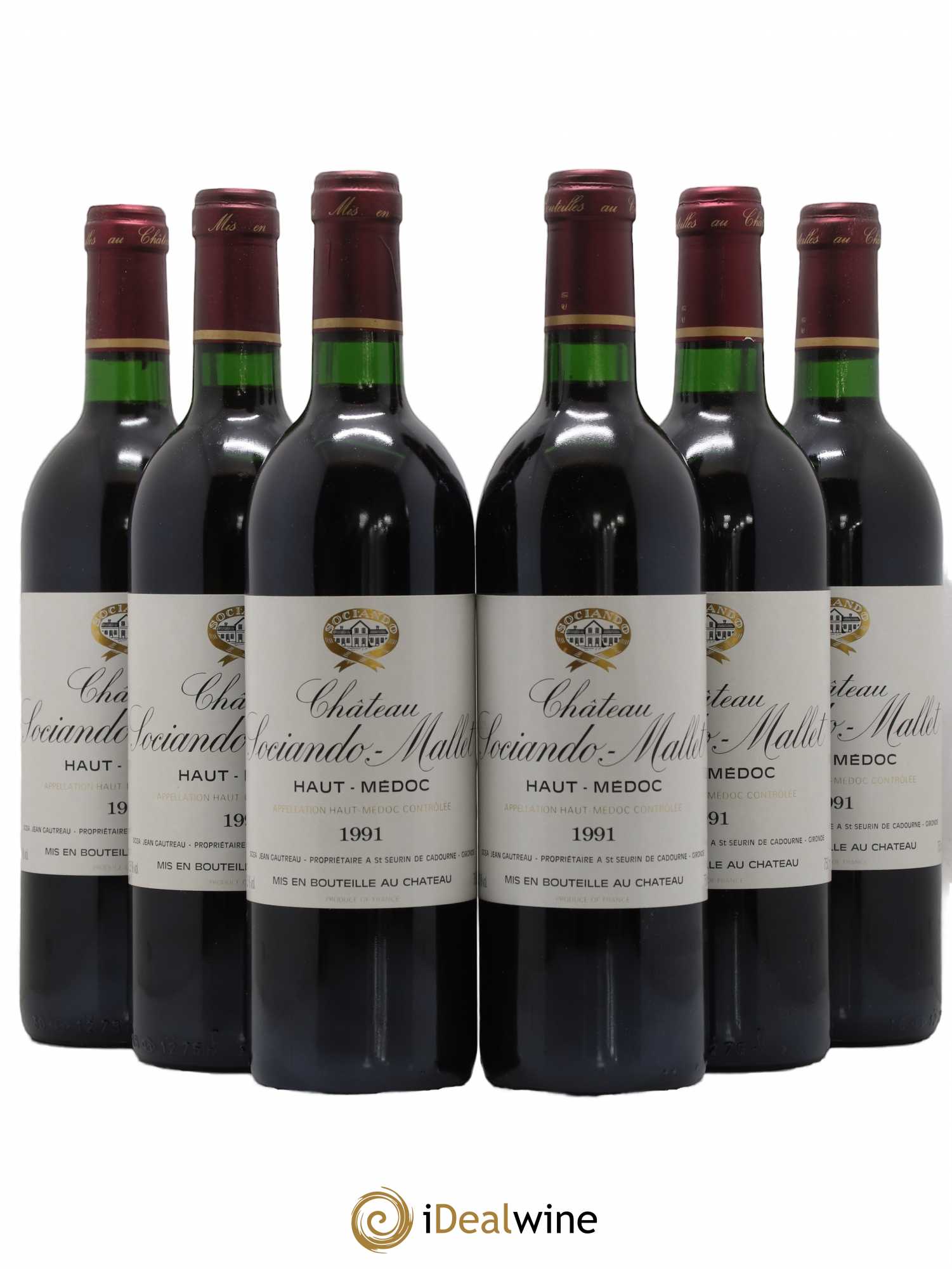 Château Sociando Mallet 1991 - Lot de 6 bouteilles - 0