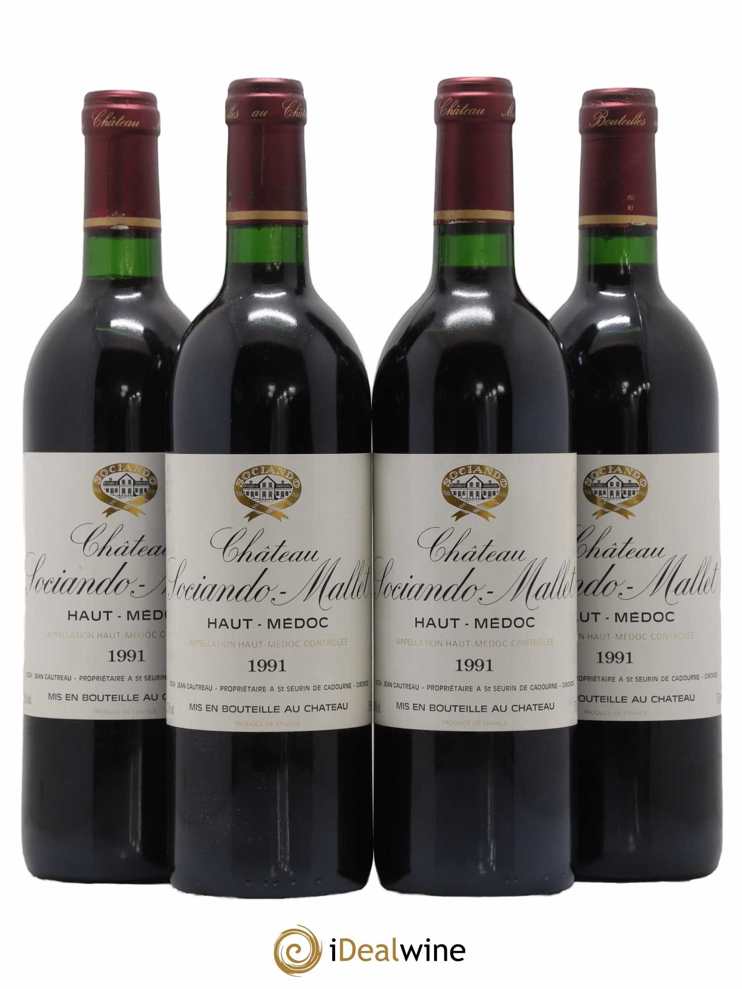 Château Sociando Mallet 1991 - Lot de 4 bouteilles - 0