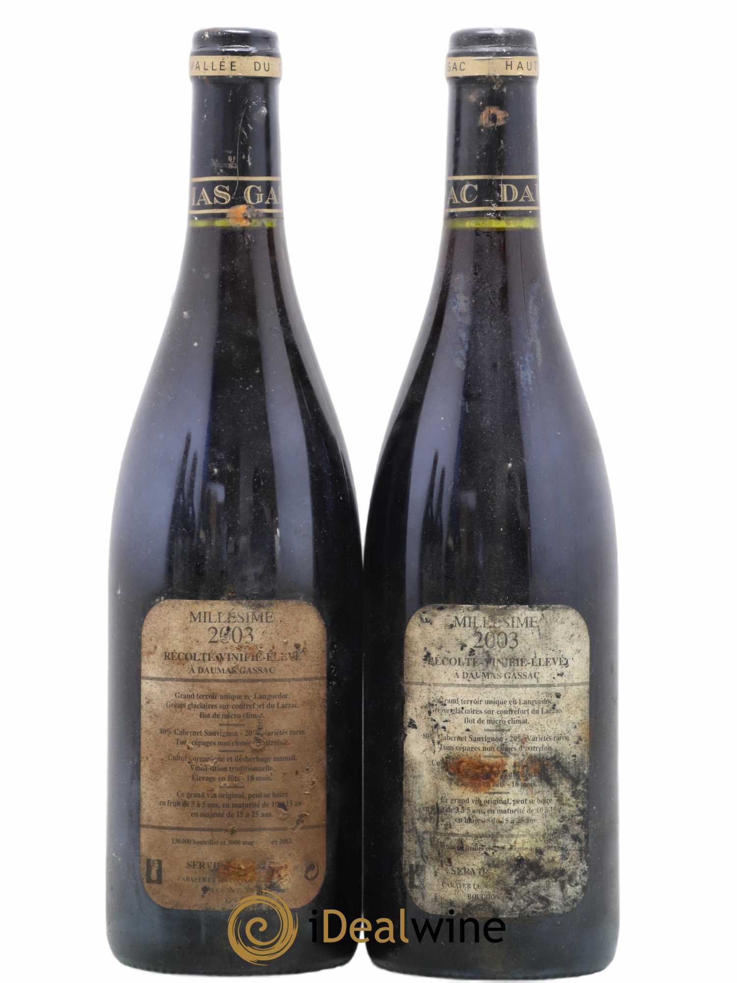 Saint-Guilhem-le-Désert - Cité d'Aniane Mas Daumas Gassac Famille Guibert de La Vaissière 2003 - Lot de 2 bouteilles - 1