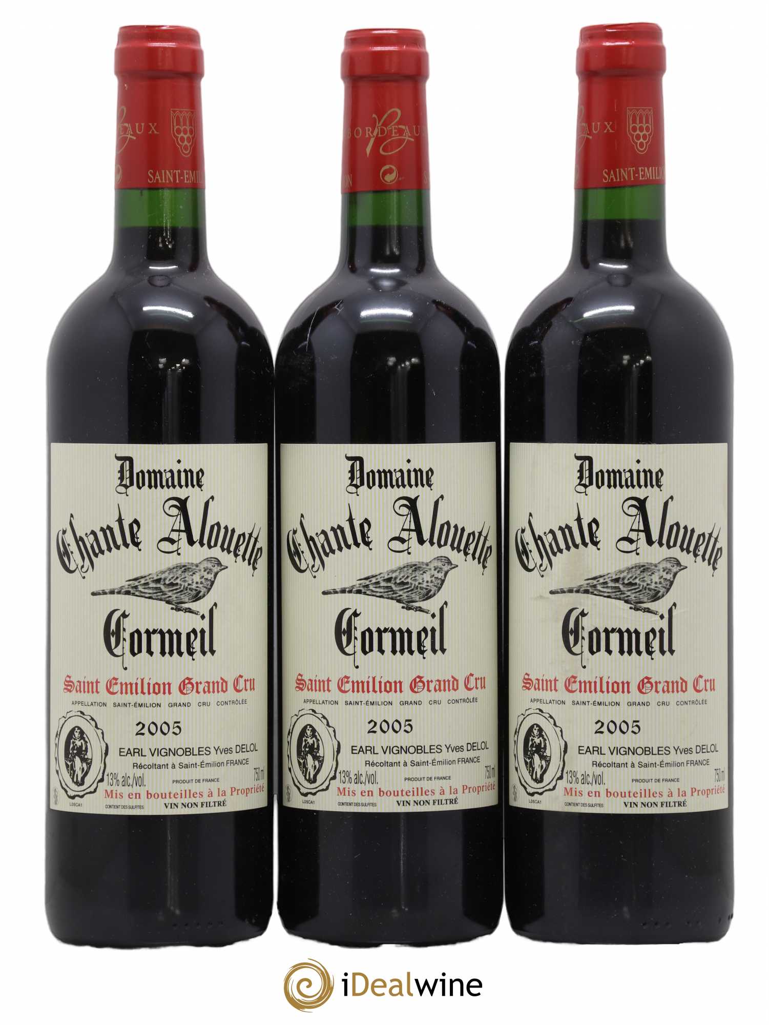 Saint-Émilion Grand Cru Chateau Chante Alouette Cormeil Delol 2005 - Posten von 3 Flaschen - 0
