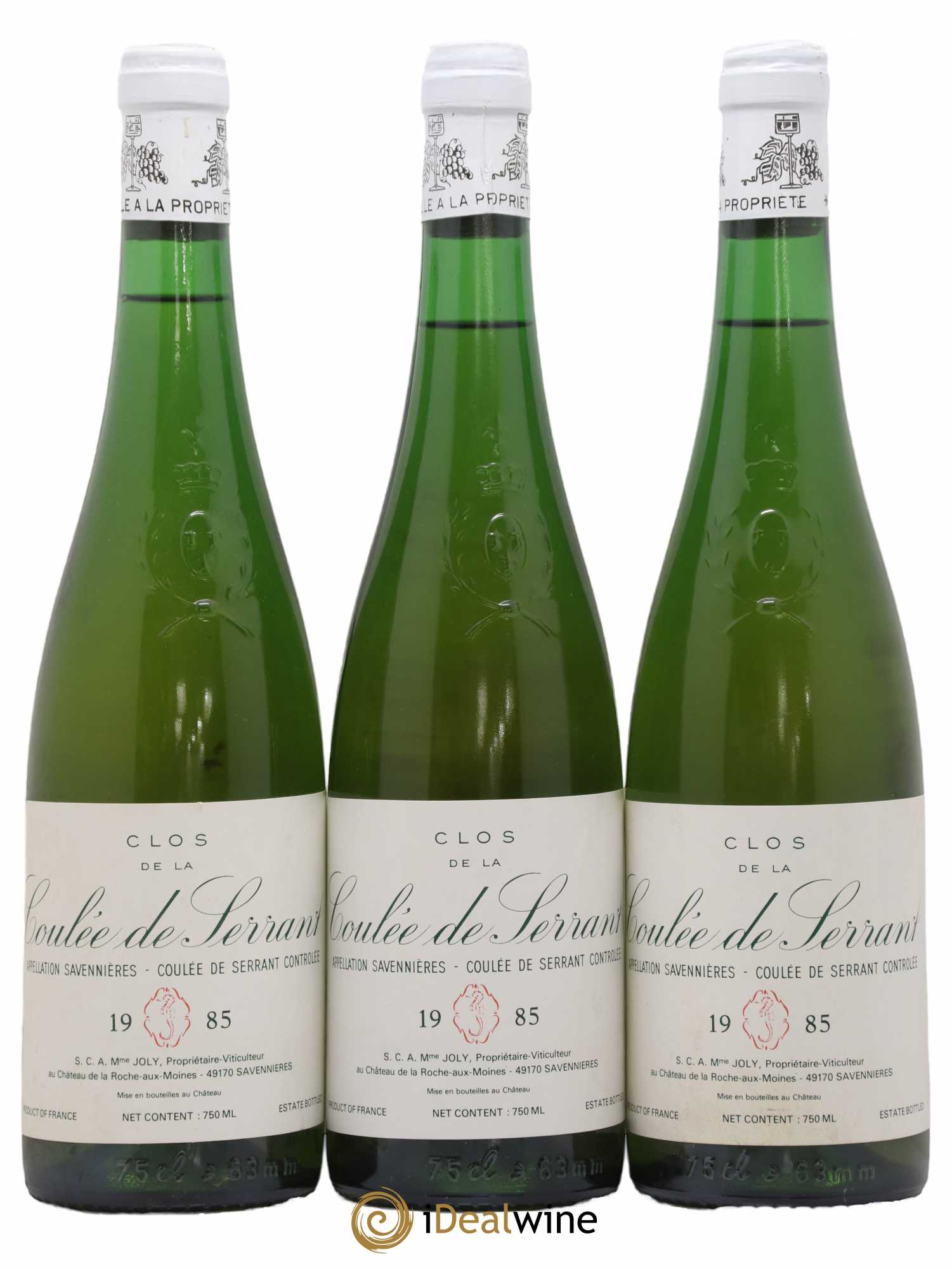 Savennières Clos de la Coulée de Serrant Vignobles de la Coulée de Serrant - Nicolas Joly 1985 - Lot de 3 bouteilles - 0