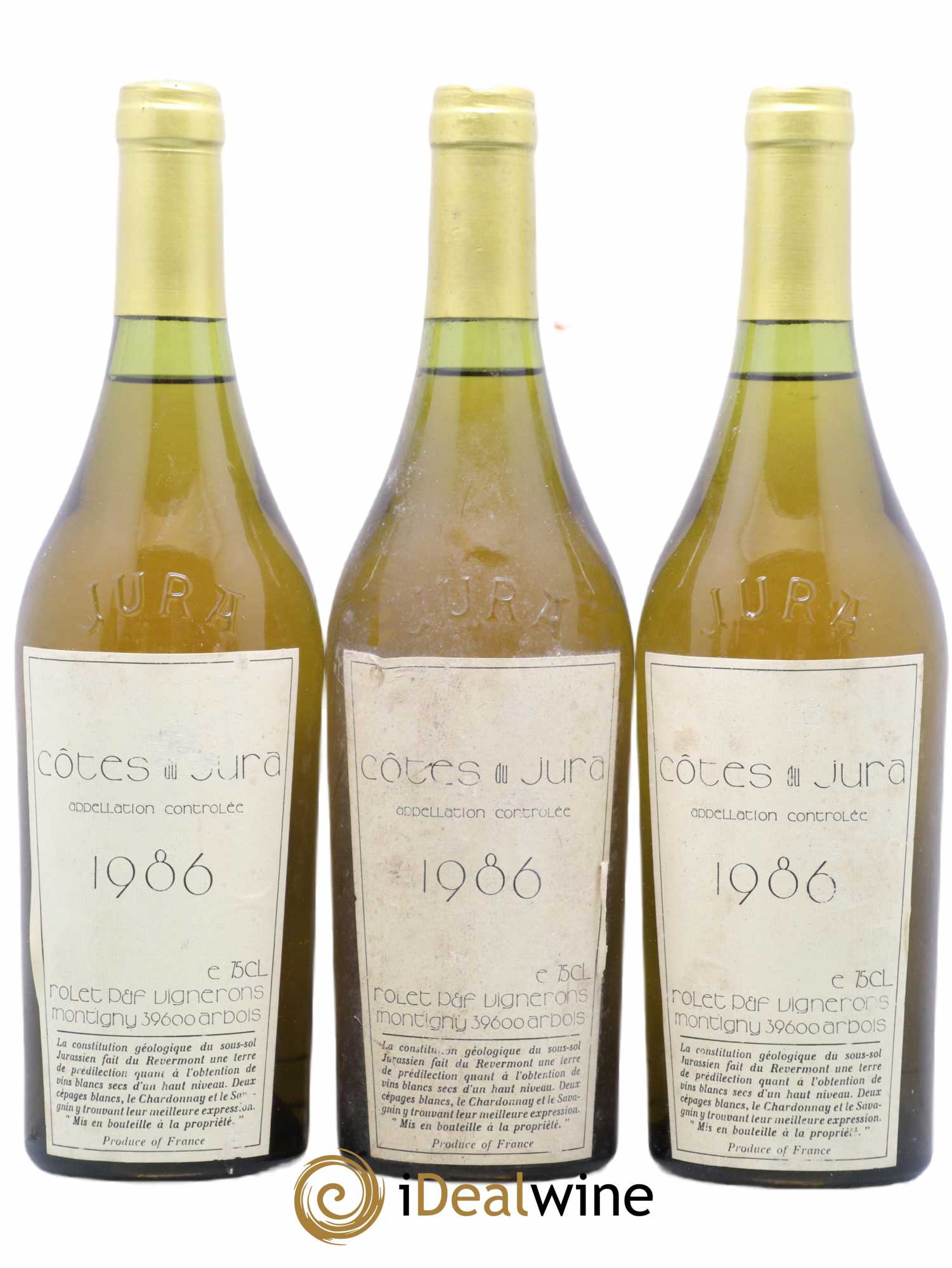 Côtes du Jura Tradition Domaine Rolet 1986 - Lot de 3 bouteilles - 0