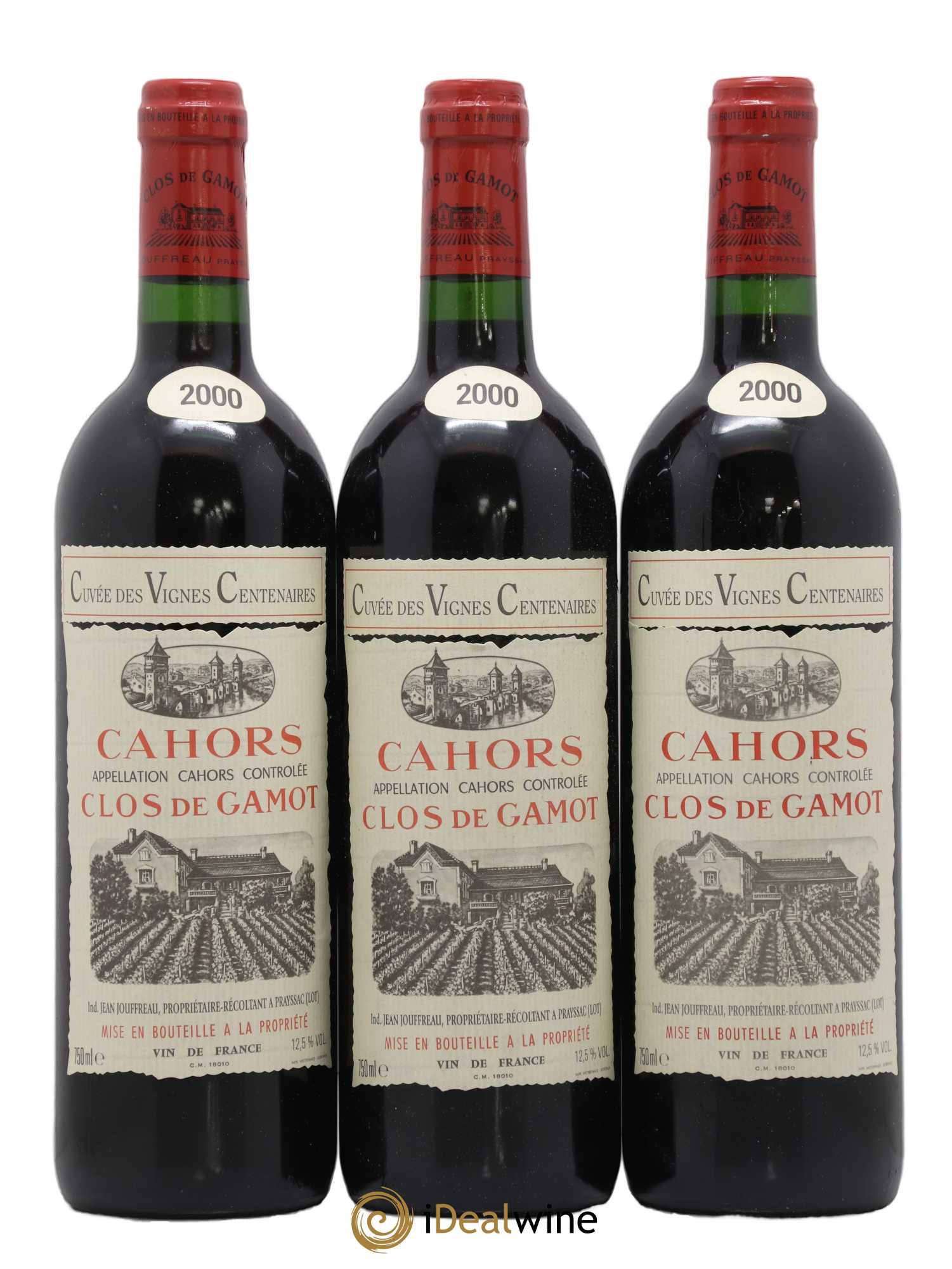 Cahors Cuvée des vignes centenaires Clos De Gamot 2000 - Posten von 3 Flaschen - 0