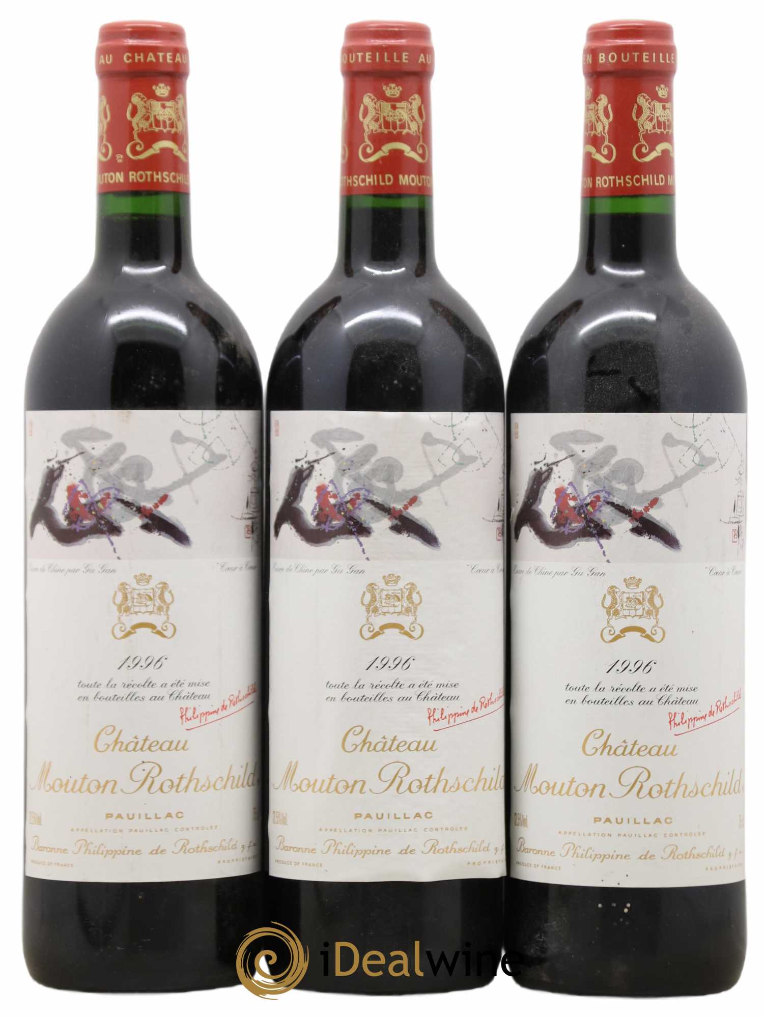 Château Mouton Rothschild 1er Grand Cru Classé 1996 - Lot de 3 bouteilles - 0