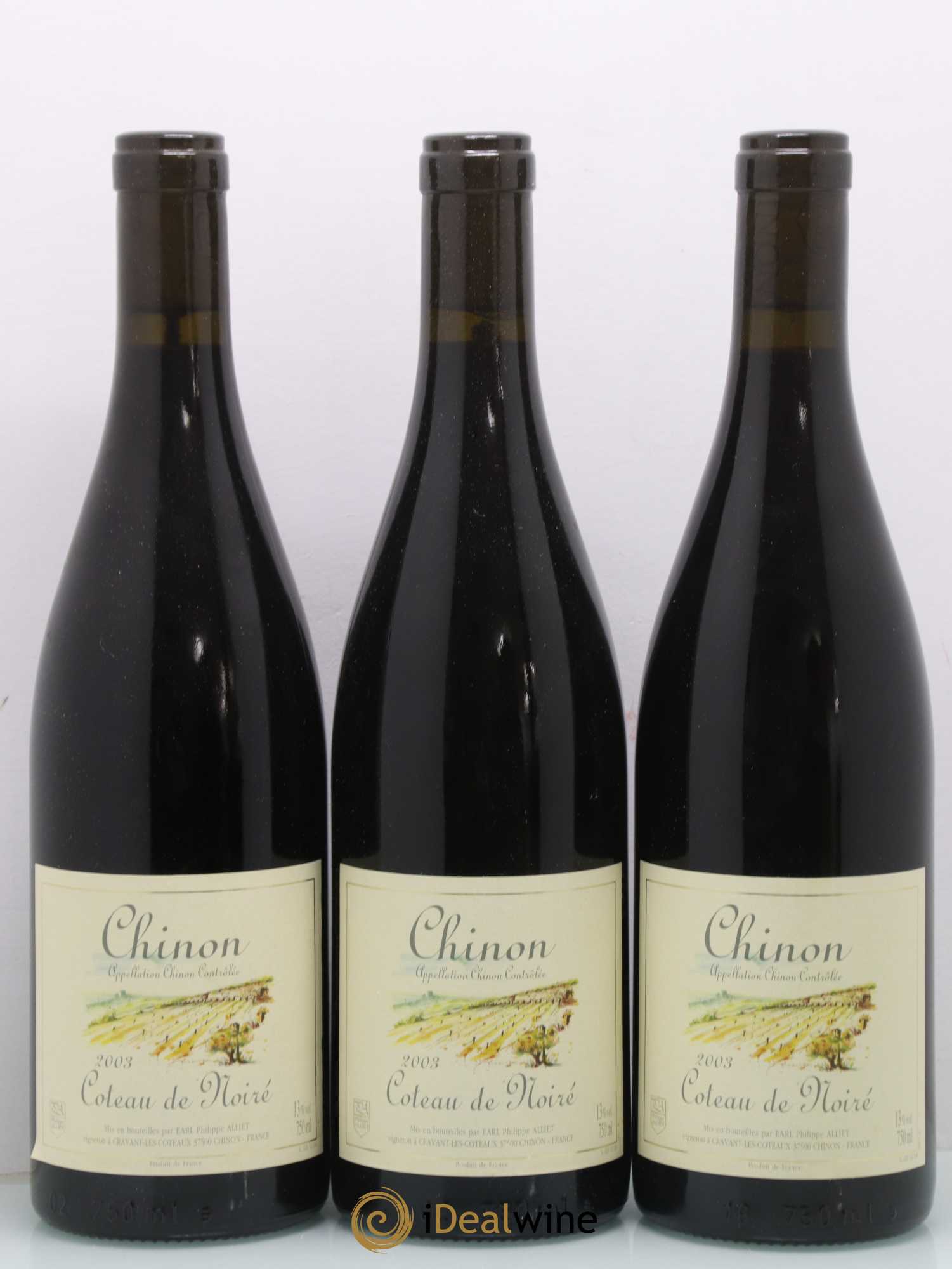 Chinon Coteau de Noiré Philippe Alliet 2003 - Lot de 3 bouteilles - 0